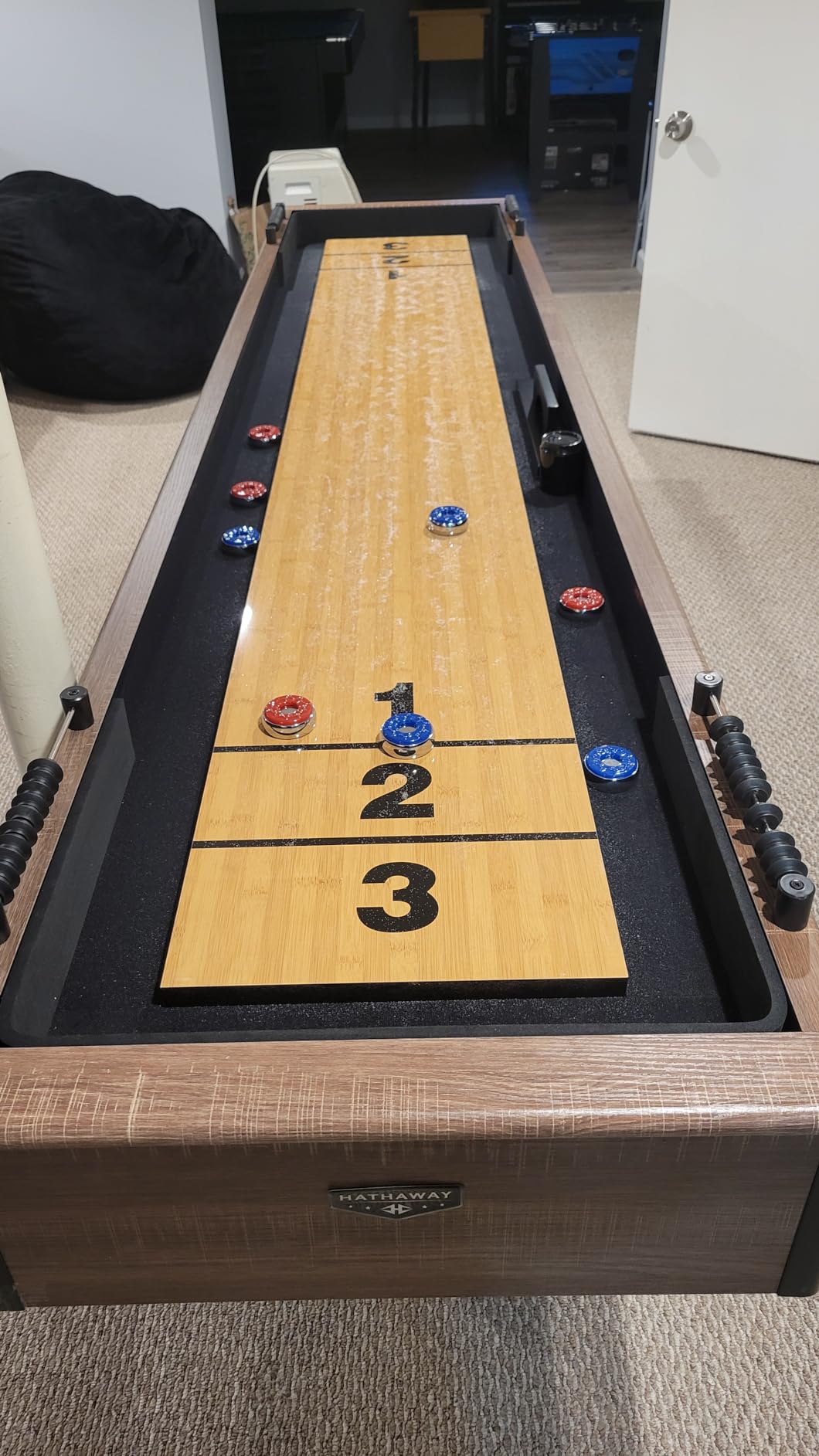 Hathaway Excalibur 9-Ft Shuffleboard Table with Rustic Driftwood Finish, Built-In Leg Levelers customer photo 2