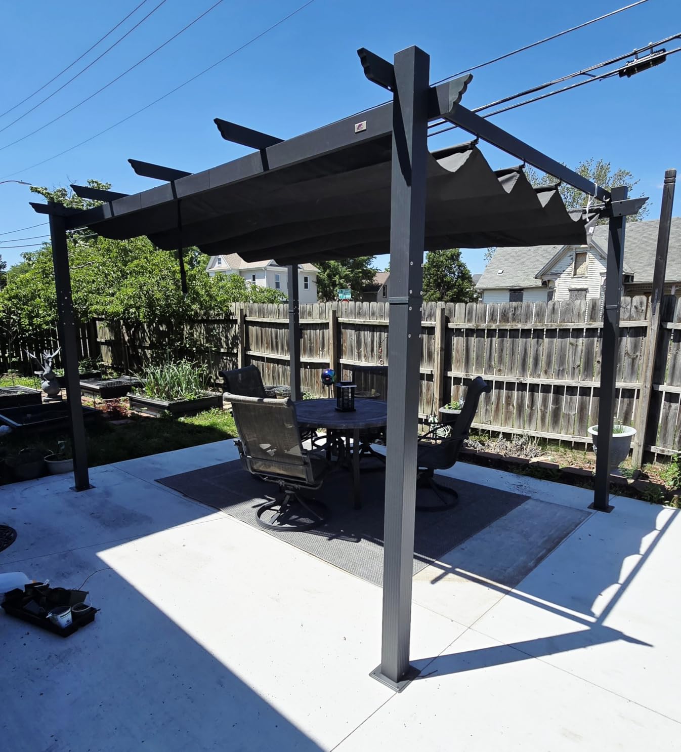 PURPLE LEAF 10' X 13' Outdoor Retractable Pergola with Sun Shade Canopy Patio Metal Shelter for Garden Porch Beach Pavilion Grill Gazebo Modern Yard Grape Trellis Pergola, Beige customer photo 1