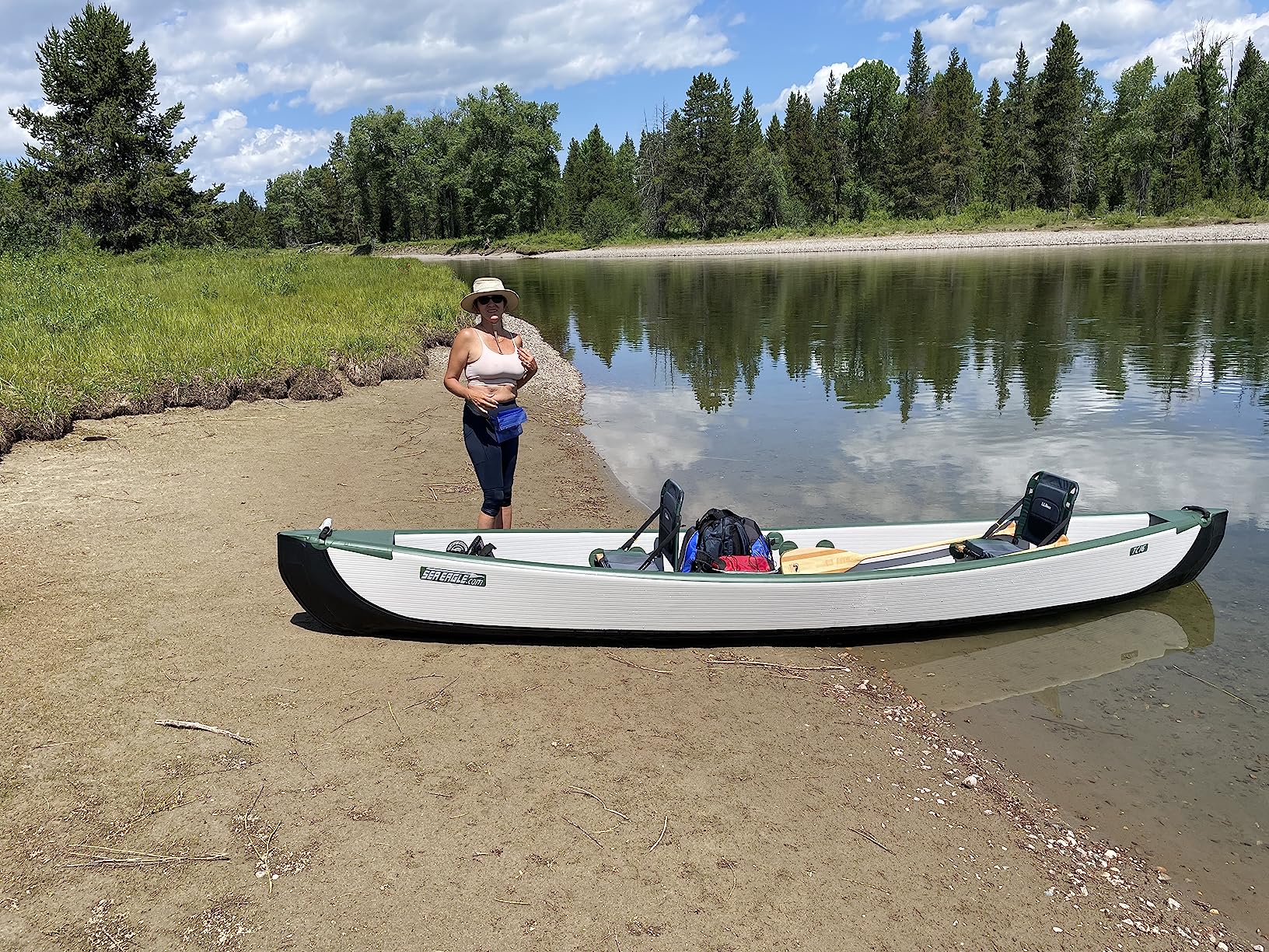 Sea Eagle TC16 Inflatable 16' High Pressure Drop Stitch Travel Canoe with Wood Web Seats, Pump, Bag and Optional Paddles for Lakes, Rivers & Bays customer photo 2