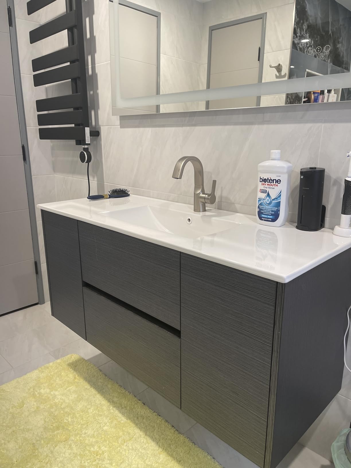 Blossom 48 Inch Floating Bathroom Vanity with Ceramic Sink - Modern Wall Mounted All-Wood Cabinet - 5-Layer Moisture Proof Finish - Pre-Assembled Silver Grey - Soft Close U-Shaped Drawers customer photo 1