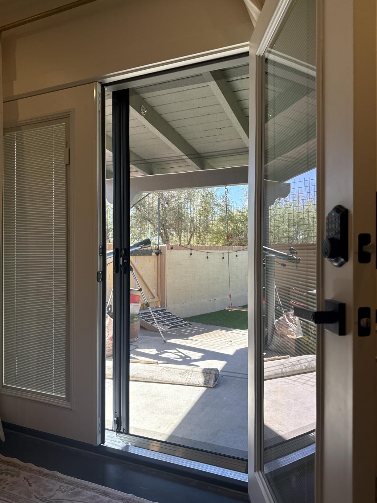 LARSON Brisa Double Sandstone Retractable Screen Door, French Door Screen with EZ-Glide Fits 78-in to 79-in Tall x 68-in to 72-in Wide Patio Doors customer photo 1