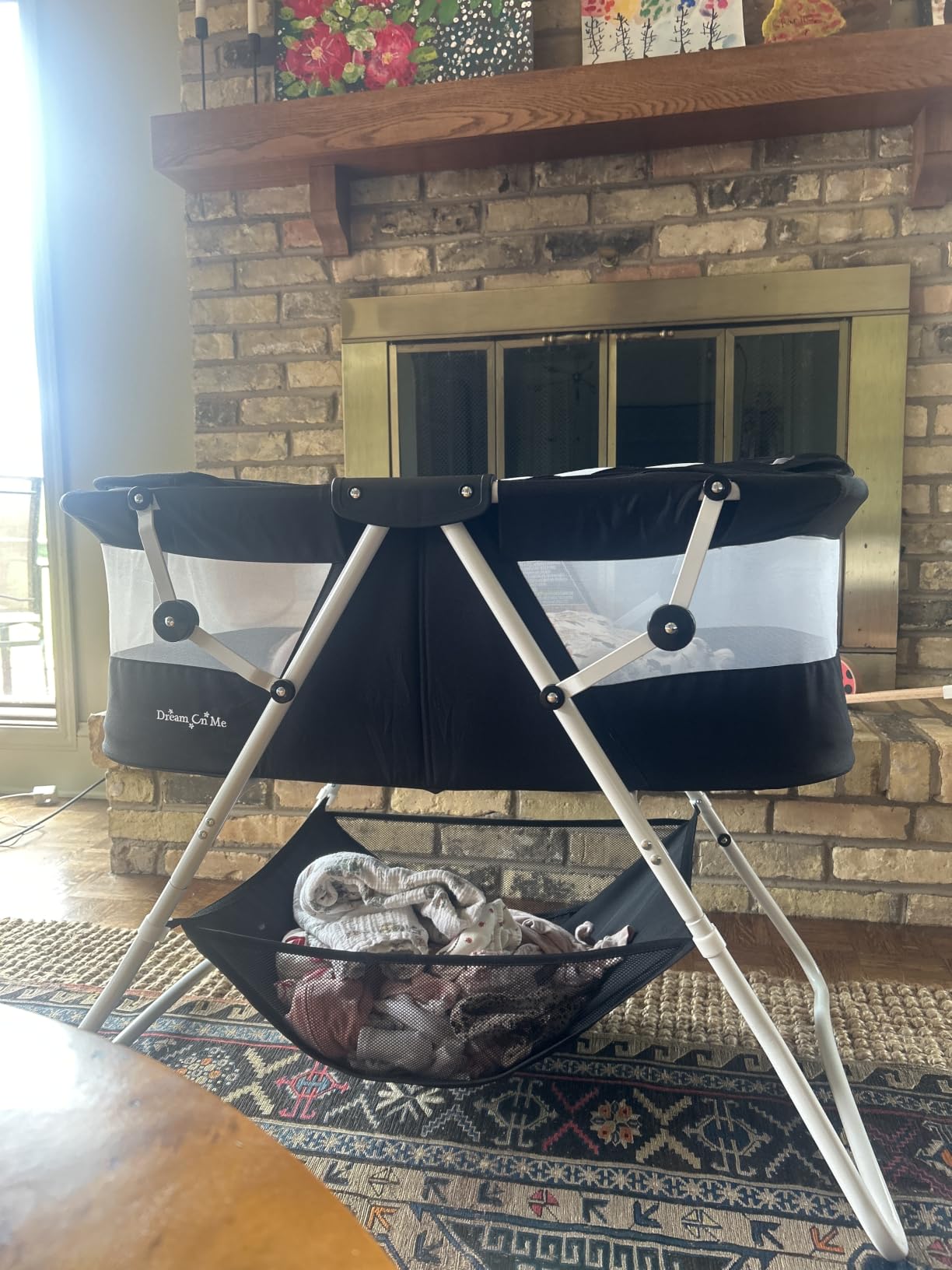 Dream On Me Karley Bassinet, Award Winner Lightweight Travel Baby Bassinet, Foldable Bedside Sleeper, Adjustable Double Canopy, Spacious Design, Soft Fabric, Storage Basket - Black customer photo 1
