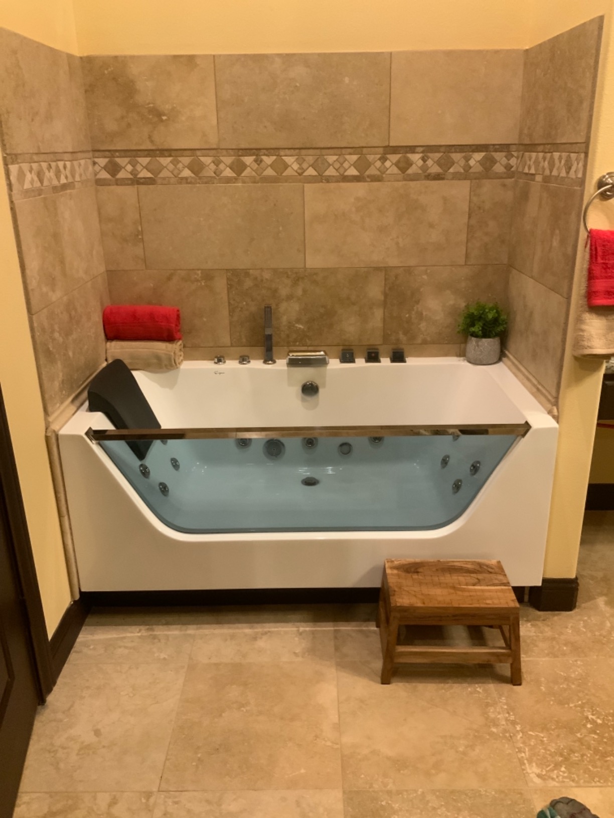 Empava 59 in. Acrylic Alcove Whirlpool Bathtub - Hydromassage Rectangular Jetted Soaking Tub with Center Drain - Waterfall Faucet customer photo 2