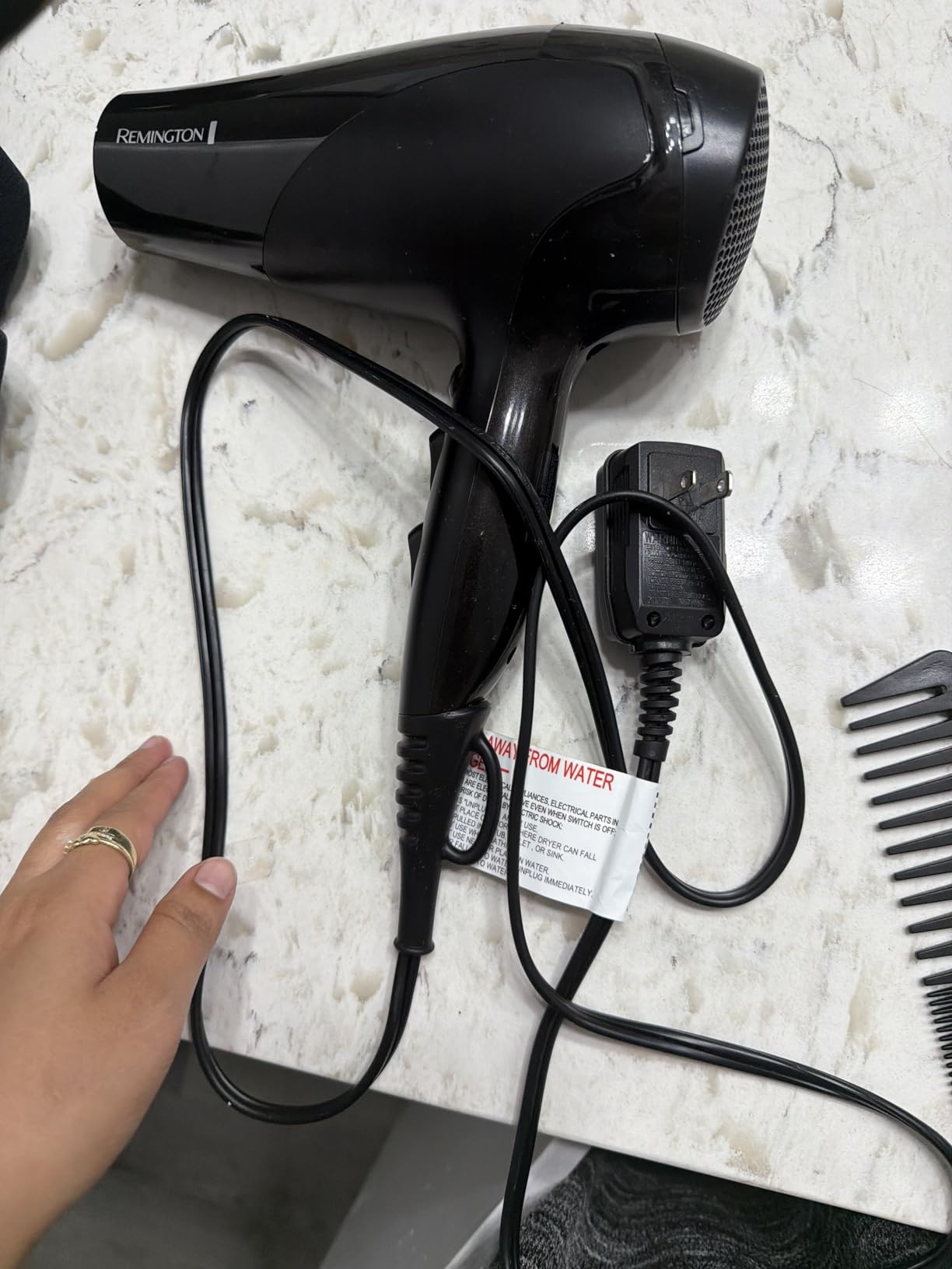 Remington Damage Protection Hair Dryer with Ceramic Ionic Tourmaline Technology, Grey, Diffuser and Concentrator, 3 Piece Set customer photo 1