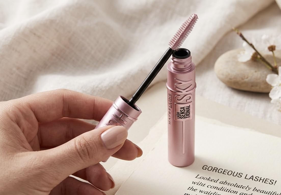 Maybelline Lash Sensational Sky High Washable Mascara Makeup, Volumizing, Lengthening, Defining, Curling, Multiplying, Buildable Formula, Blackest Black customer photo 1