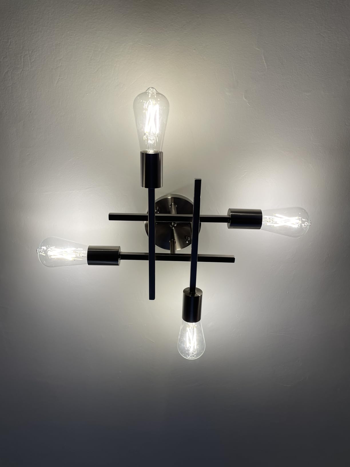 SunRider Industrial 4-Light Semi Flush Mount Ceiling Light Fixture, Modern Farmhouse Lights Matte Black, Rustic Sputnik Chandelier for Bedroom Foyer customer photo 2