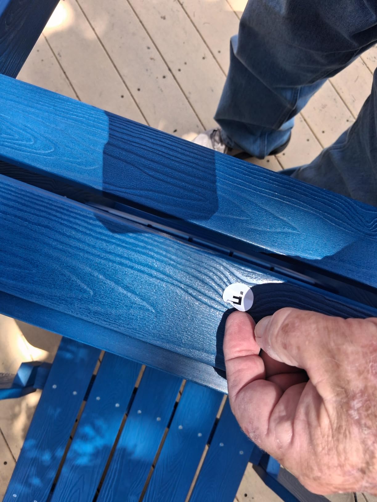 YEFU Adirondack Chair Weather Resistant: Outdoor Chair HIPS Plastic Adirondack Chairs - Patio Chairs with Cup Holder & Wood Texture - Lawn Fire Pit Deck Porch Garden Chairs for Adults (Blue) customer photo 1
