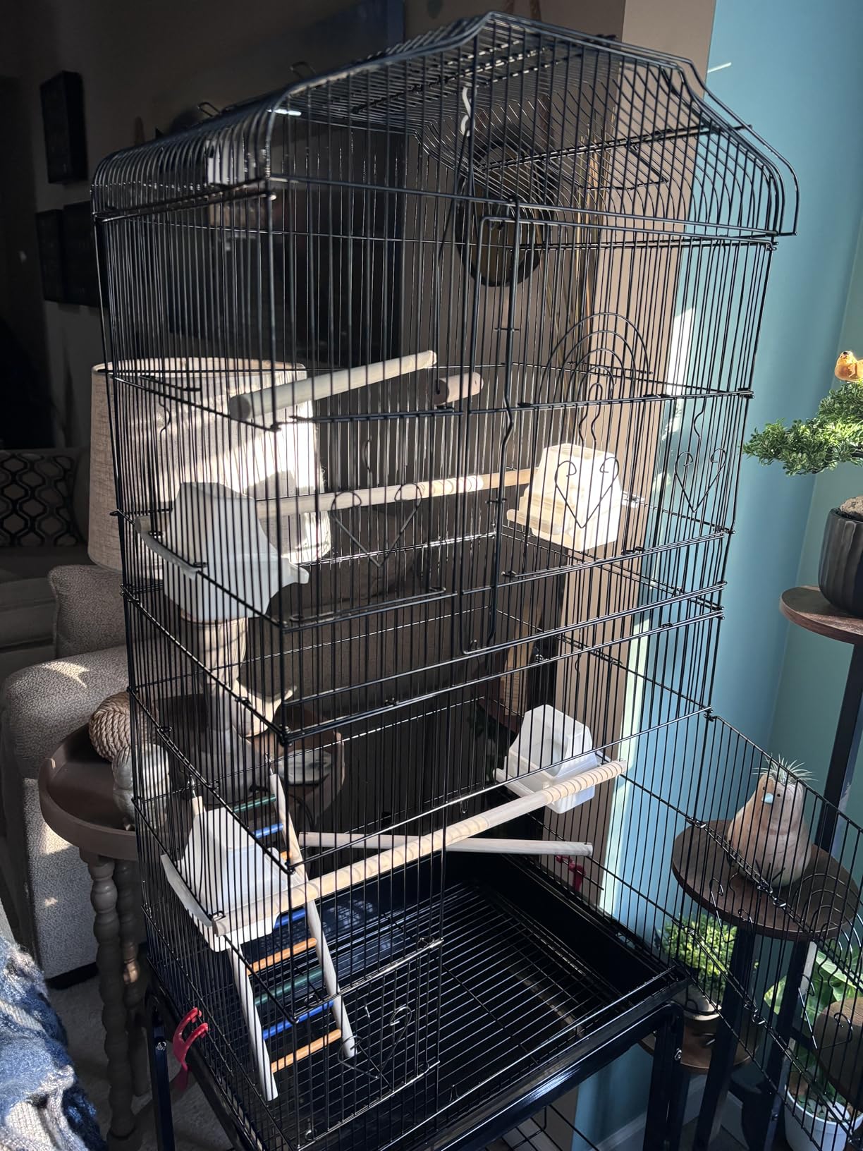 Yaheetech 64-inch Open Play Top Bird Cages for Parakeets Cockatiels Finches Lovebirds Canaries Conures Budgies Parrot Birdcage w/Detachable Rolling Stand, White customer photo 2