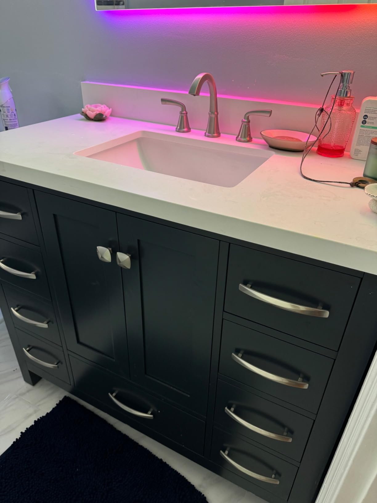 ARIEL Cambridge 72-inch Bathroom Vanity with Sink, Solid Wood, 1.5-inch Pure White Quartz Countertop & Backsplash, Double Rectangular Porcelain Sink, 4 Soft Closing Doors, 6 Dovetail Drawers, White customer photo 1