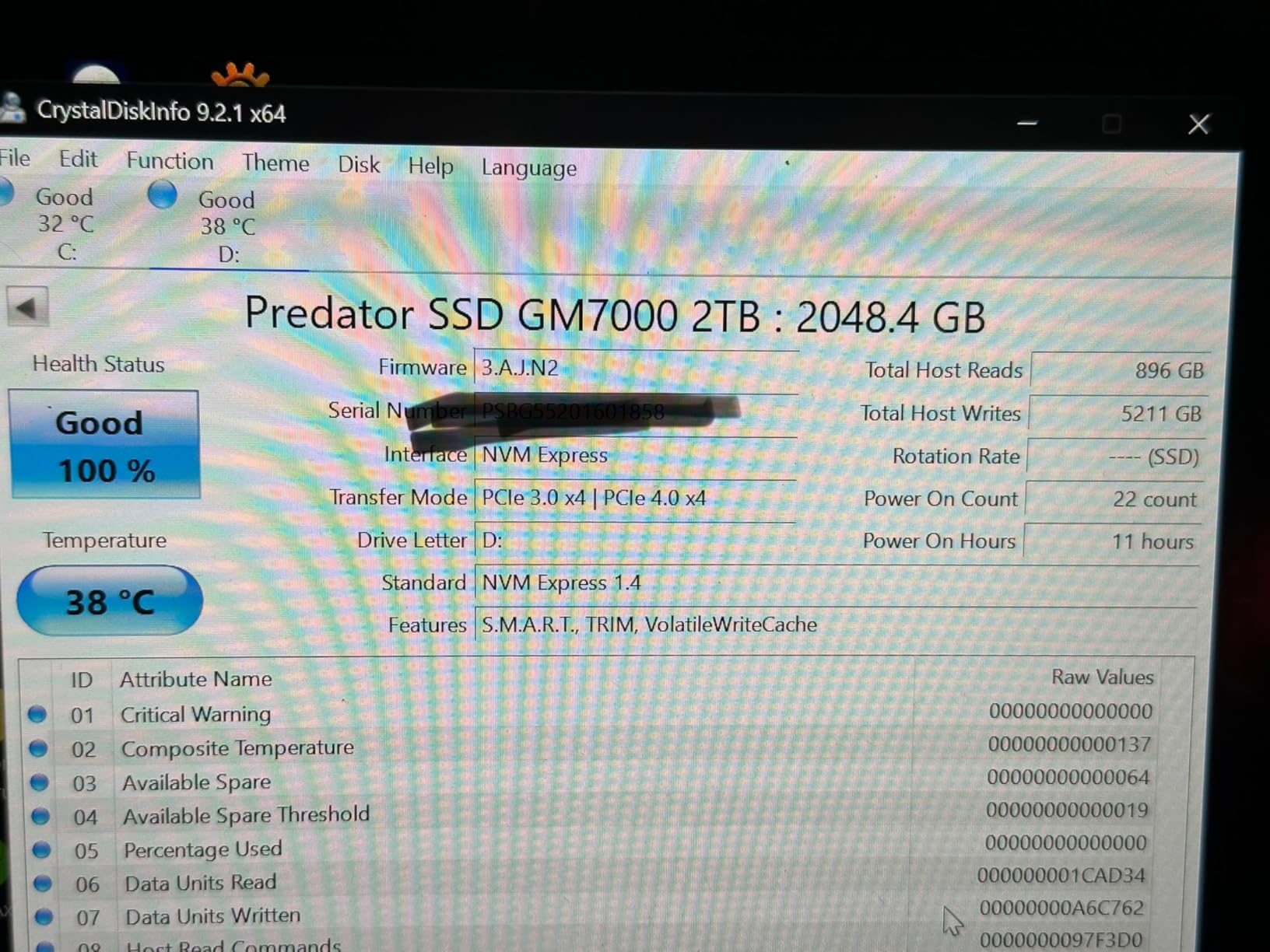 Predator M.2 SSD 2TB GM7000 with DRAM cache NVMe 1.4 2280 PCIe Gen4x4 Ultra high speed (maximum read: 7400MB/s, max write: 6700MB/s) 3D NAND TLC Internal SSD Compatible with PS5 Pro - BL.9BWWR.106 customer photo 2