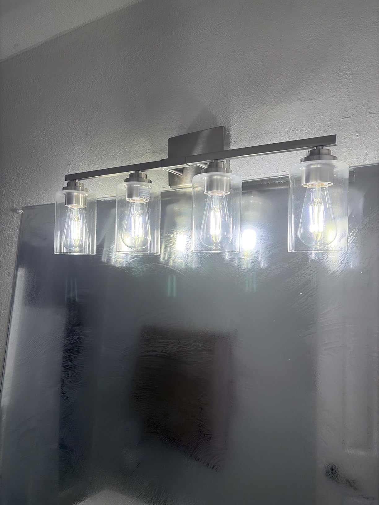 Set of 2 Wall Sconces for Bathroom, Modern Vanity Light Fixtures, Matte Black Wall Mount Lighting Lanterns, Farmhouse Wall Lights with Clear Glass Shade for Bedroom Living Room Mirror Hallway Kitchen customer photo 2