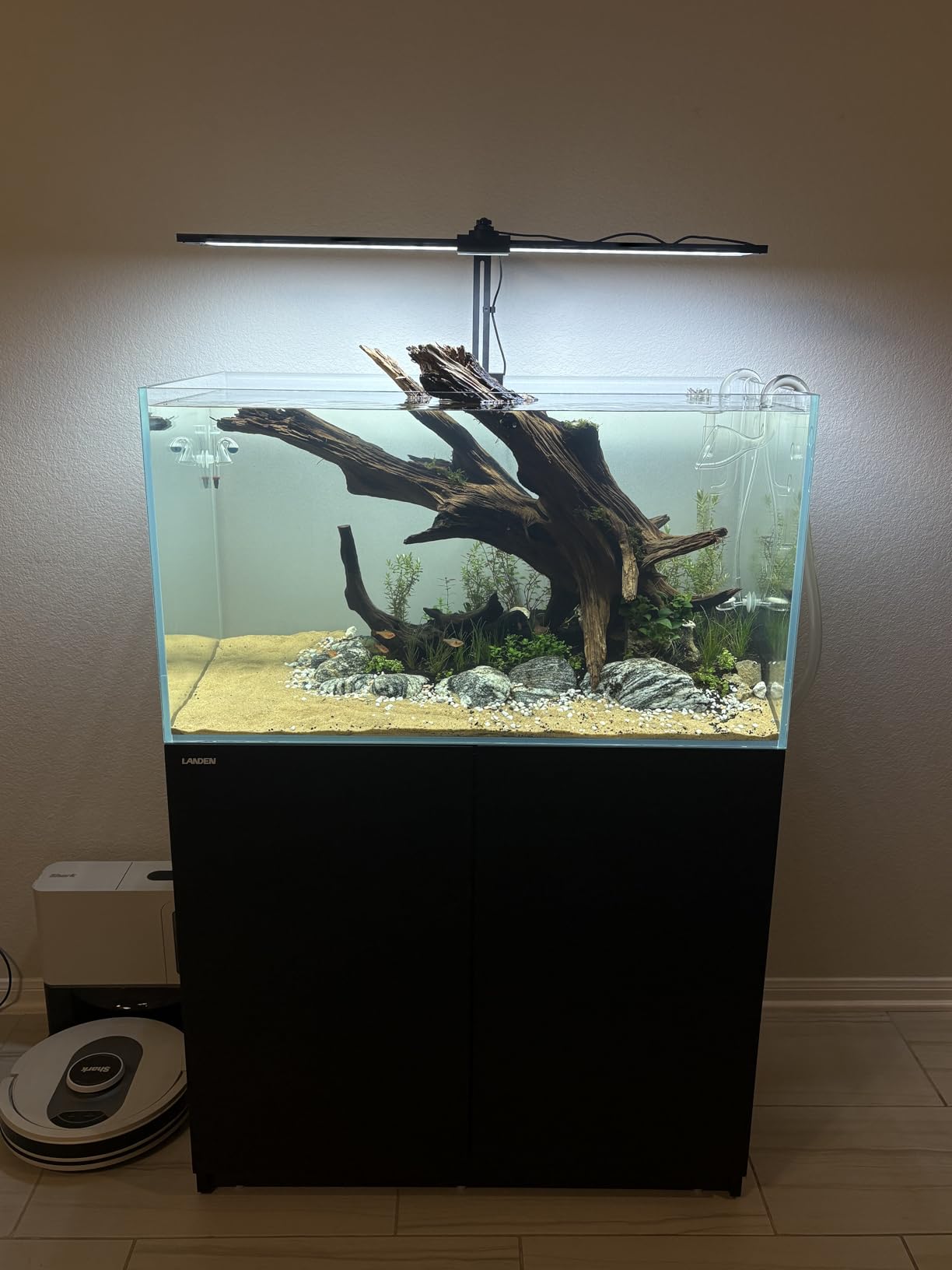 LANDEN Aquarium Wooden Stand and Cabinet for up to 55 Gal Tank, Fish Reptile Sea Salt Water Tank Stand, Nano Foam Leveling Mat Included, W35.5xD19.7xH31.5 in, Wooden Matte Black Painted (Stand Only) customer photo 2