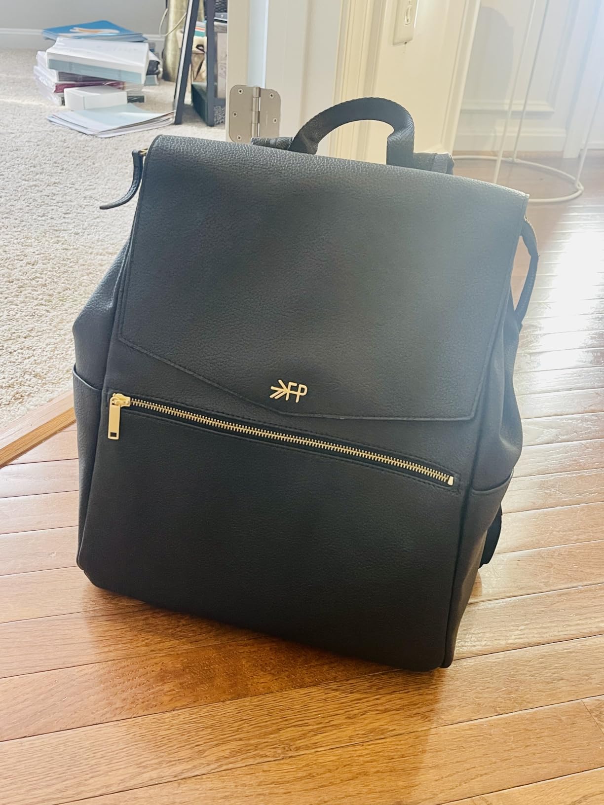 Freshly Picked Classic Diaper Bag II Backpack - Premium Vegan Leather, Large Capacity Baby Bag with Changing Pad, Stylish & Functional for Moms & Dads, Cognac customer photo 1