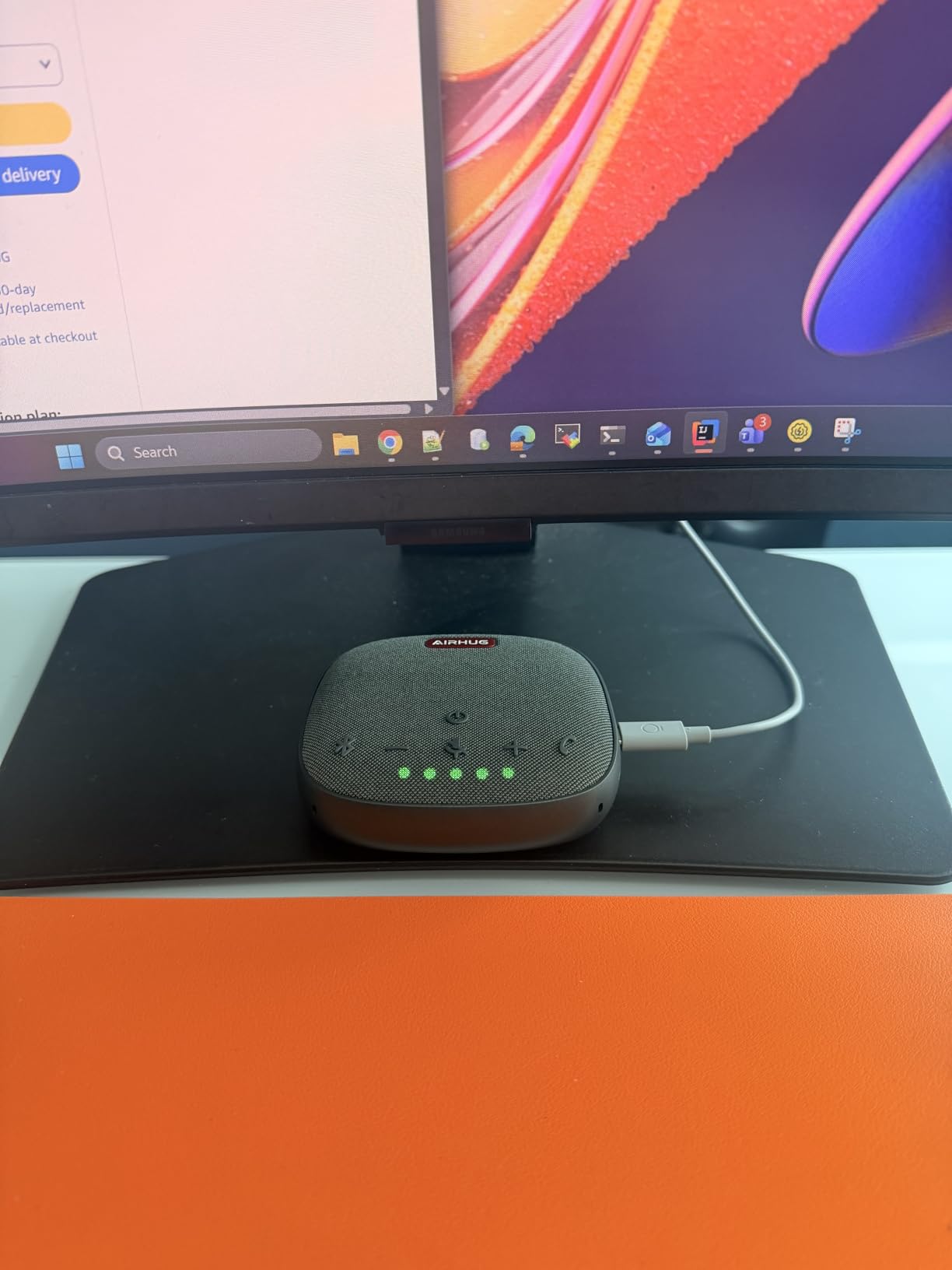 AIRHUG Conference Speaker and Microphone, Bluetooth Speakerphone with 360° Voice Pickup, Advanced Noise Reduction, USB-C Plug & Play, Compatible with Zoom and MS Team customer photo 1