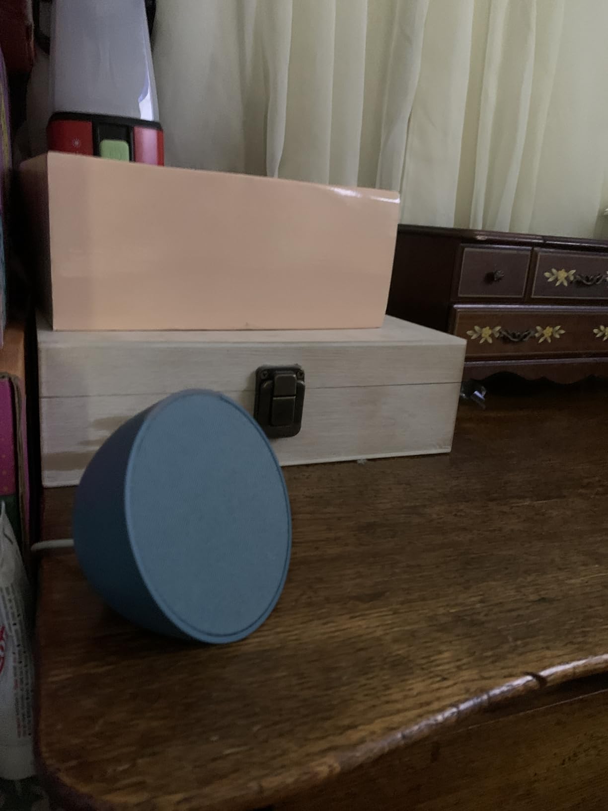 Like-New Amazon Echo Pop (newest model), Our smallest speaker, Designed for Alexa+, Fits in any room, Lavender Bloom customer photo 1
