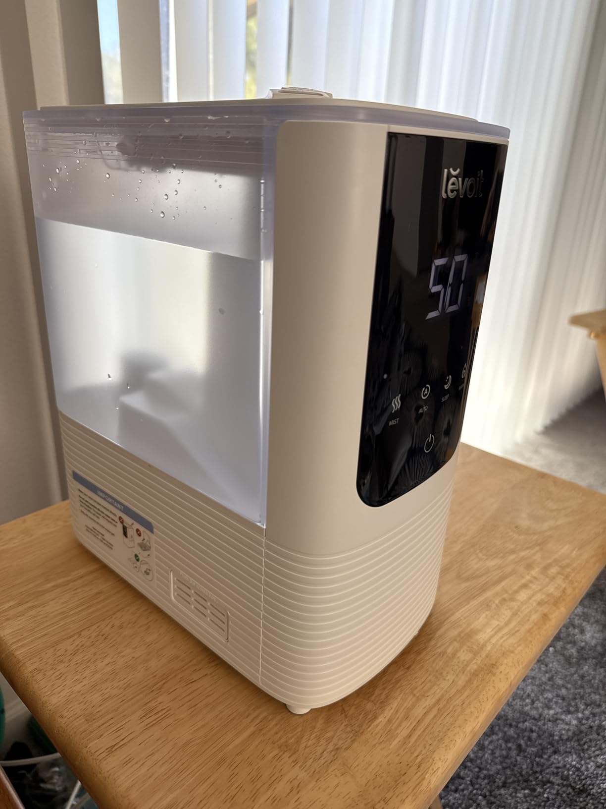 LEVOIT Humidifiers for Bedroom Home, Smart Warm and Cool Mist Air Humidifier for Large Room, Auto Customized Humidity, Fast Symptom Relief, Easy Top Fill, Essential Oil, Quiet, OasisMist 4.5L, White customer photo 2