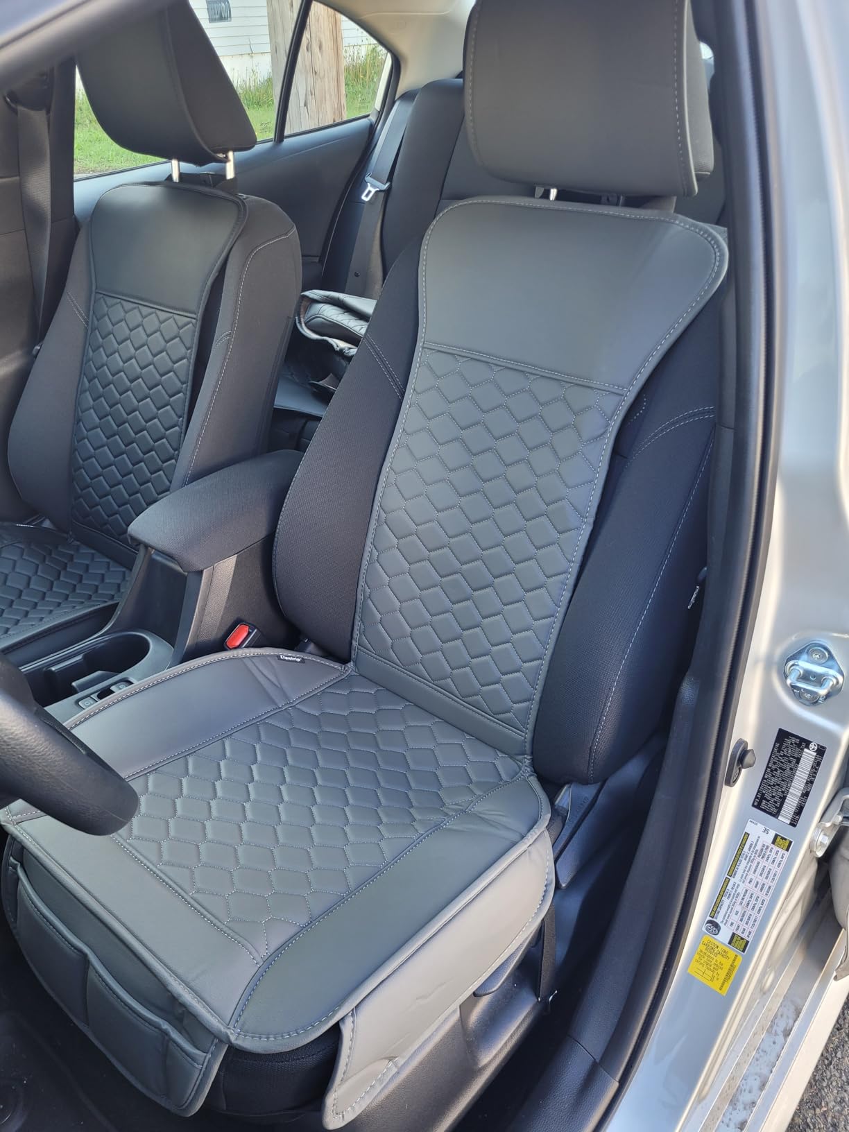 Elantrip 2PCs Front Car Seat Covers Leather Water Proof Seat Protector Universal fit for Most Cars SUVs and Trucks Black customer photo 2