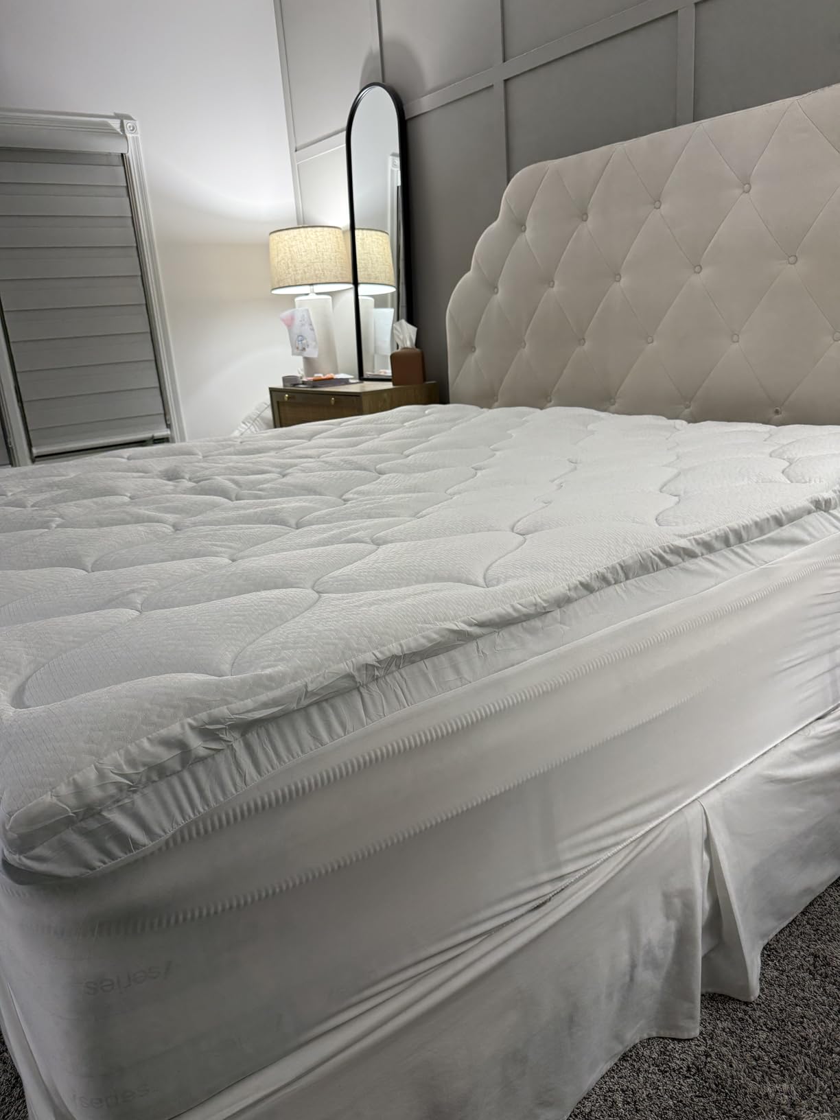 Sleep Innovations Cooling Comfort Gel Memory Foam Dual Layer Mattress Topper, 4 Inch, Queen Size, Pillow Top Cover customer photo 2
