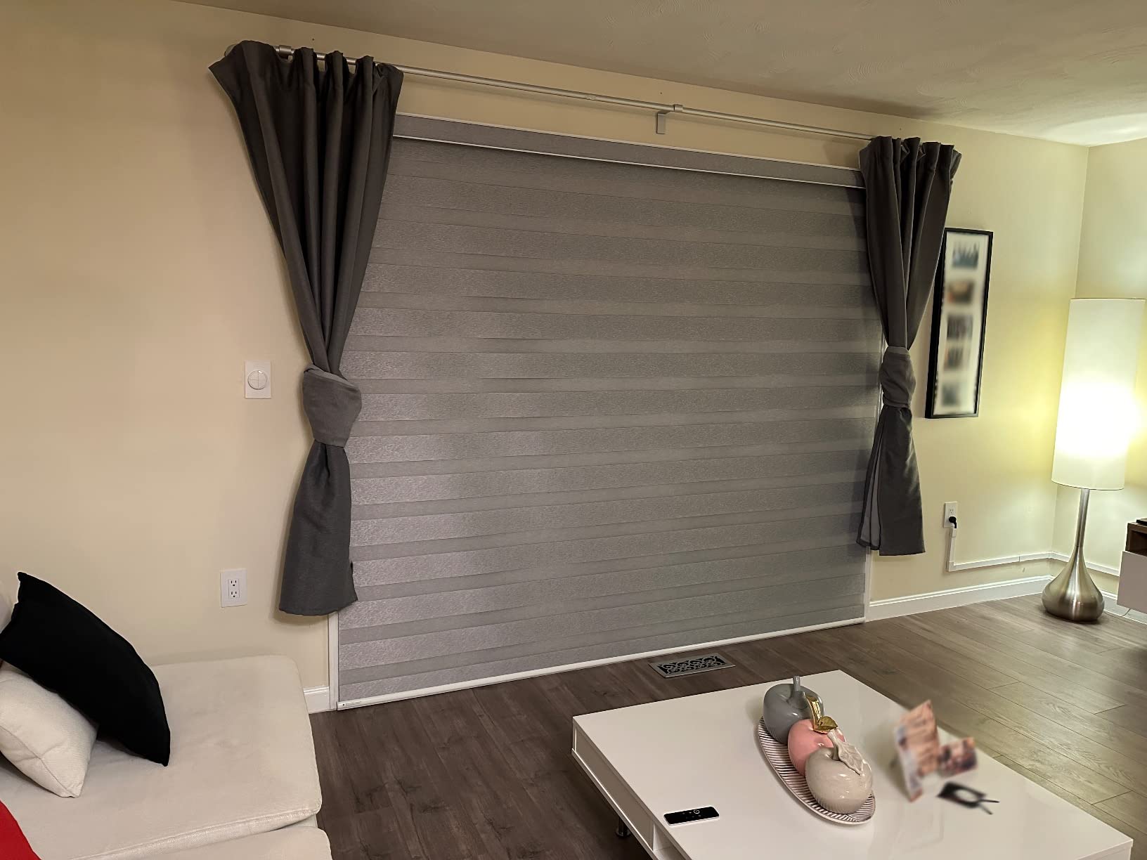 SmartWings Motorized Roller Shades 100% Blackout, Homekit/Alexa/Z-Wave Compatible, Cordless Remote Control Optional Smart Blinds for Bedroom/Living Room Windows, Customized Size, Vigor White customer photo 2