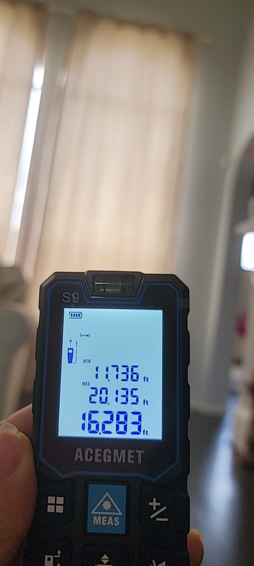 ACEGMET Laser Measure, 393ft/120m Laser Measurement Tool, Laser Measuring Tool with 2 Bubble Levels, LCD Backlit Display, IP54 Waterproof, Pythagorean Mode for Distance, Area, Volume customer photo 2