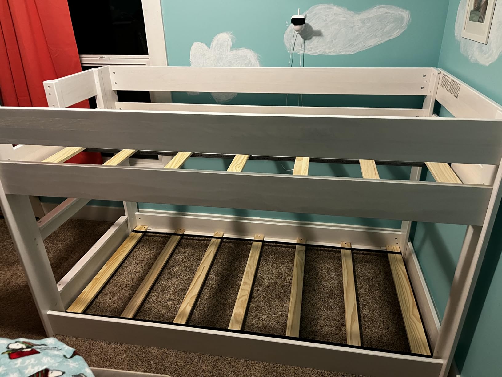 Max & Lily Modern Farmhouse Low Bunk Bed, Twin-Over-Twin Bed Frame For Kids, Barnwood Brown customer photo 2