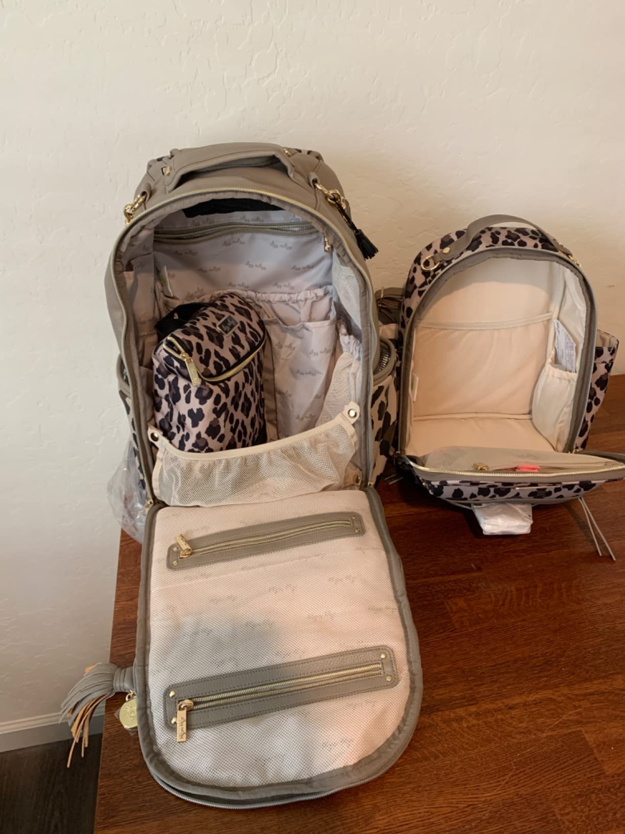 Itzy Ritzy Diaper Bag Backpack - Large Capacity Boss Plus Baby Backpack Diaper Bag Featuring 19 Pockets, Changing Pad, Stroller Clips, and Comfortable Straps (Vanilla Latte) customer photo 2