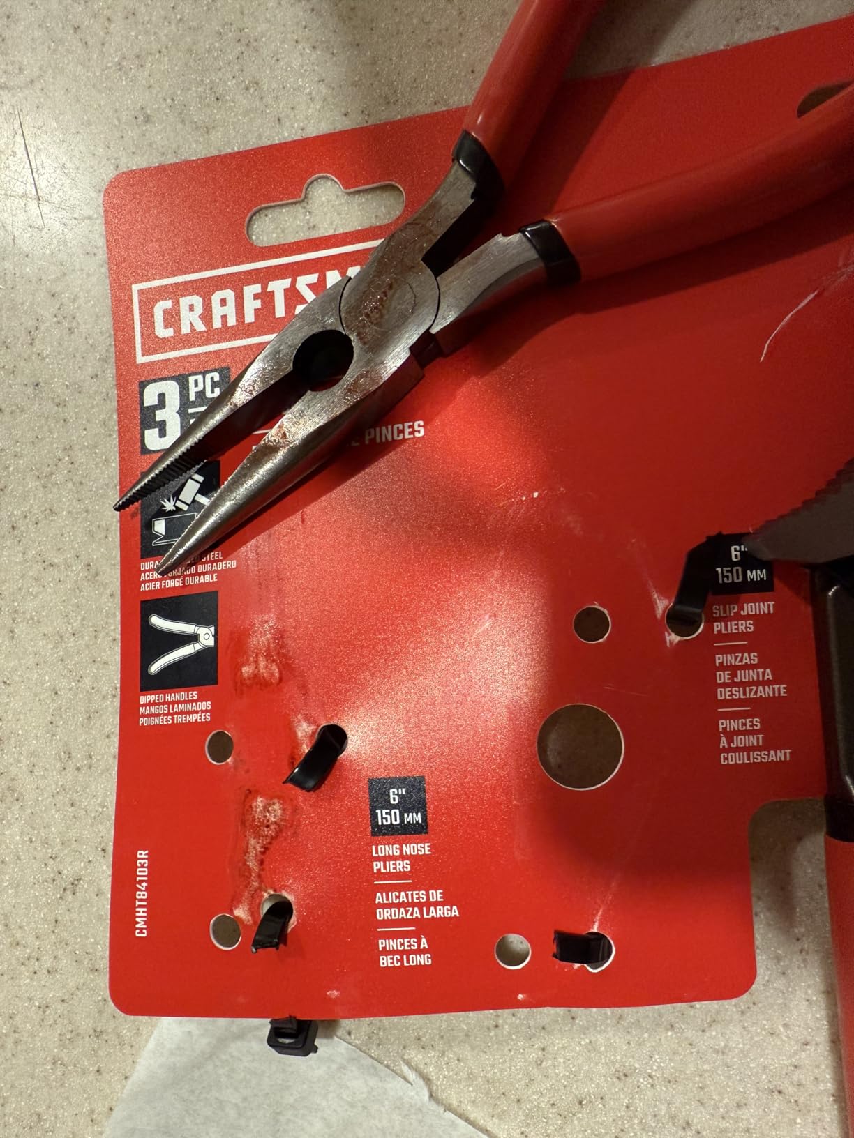 Pliers Set, 3 Piece Set, Long Nose, Slip Joint, 8 Inch Groove (CMHT84103R) customer photo 1