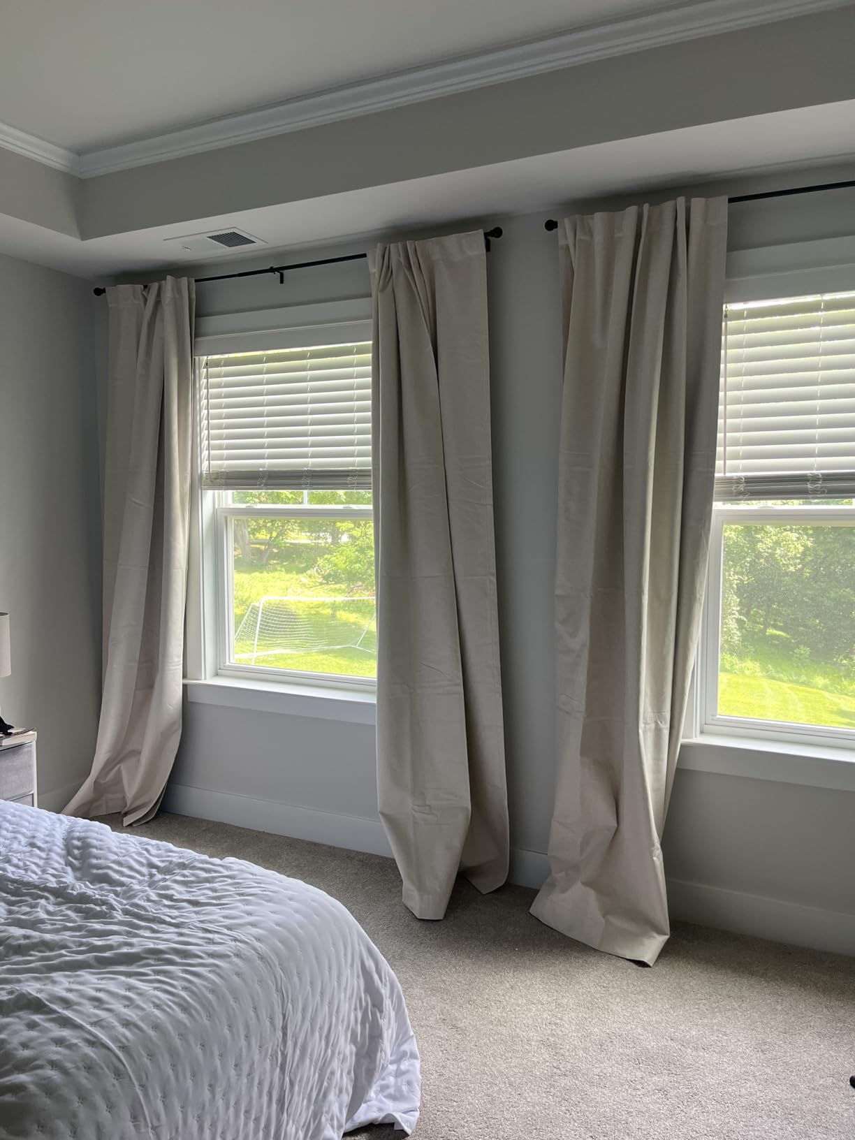 100% Blackout Shield Linen Textured Total Blackout Curtains for Bedroom 84 Inches Long, Back Tab/Rod Pocket Living Room Drapes, Thermal Insulated Blackout Curtains 2 Panels Set, 50