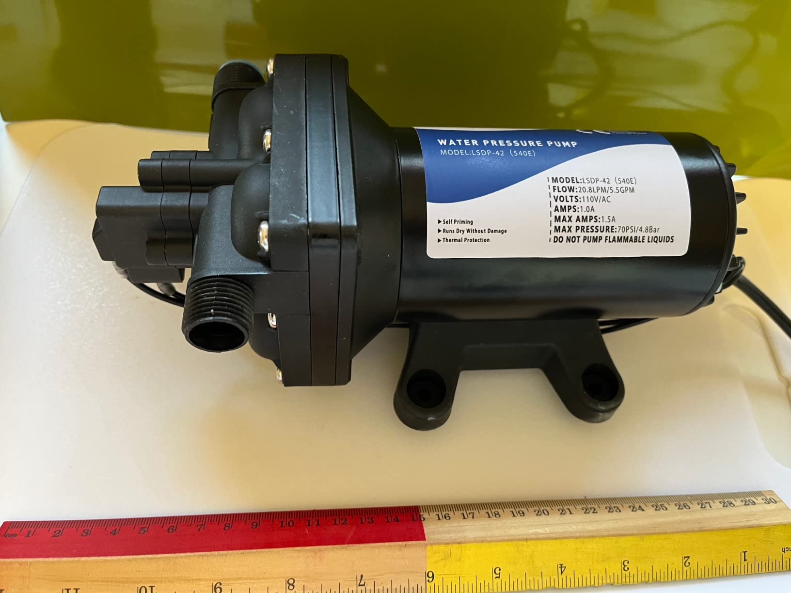 Tdrsuper Water Pressure Booster Pump, 110V AC Water Diaphragm Pump, 5.5GPM 75PSI with Power Plug, Self Priming customer photo 1