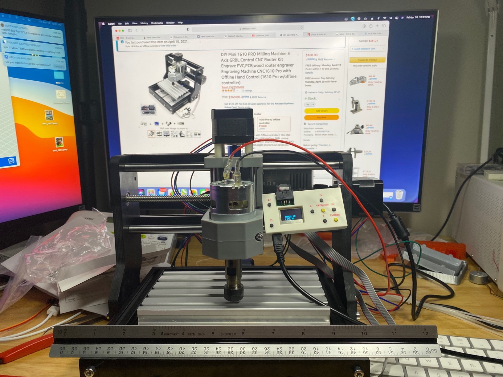 CNCTOPBAOS 500W CNC Router for Metal Carving,3020 Plus DIY CNC Engraving Machine,3 Axis Desktop GRBL CNC Milling Machine,Cutting Wood Acrylic MDF w/XYZ Limit Switches E-Stop 11.81x7.9x2.9inch customer photo 1