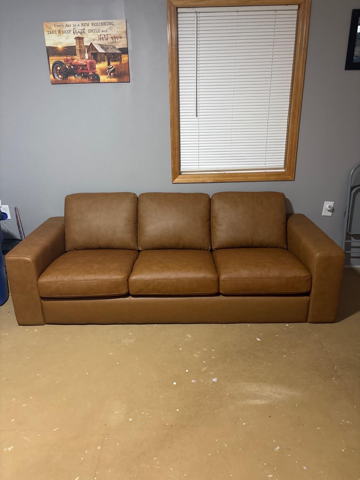 Naomi Home Genuine Leather Couch for Family Living Room - Luxury Sofa with Ergonomic Backrest, Square Arms, Solid Wood Frame, Strong Weight Capacity & Removable Cushions customer photo 2