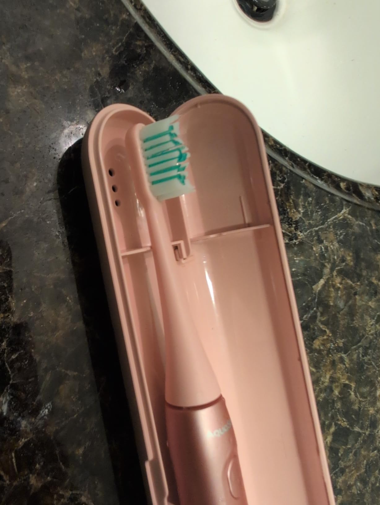 Aquasonic Icon ADA-Accepted Rechargeable Toothbrush | Magnetic Holder & Slim Travel Case | 2 Brushing Modes & Smart Timers | Gentle Micro-Vibrations (Blush) customer photo 1
