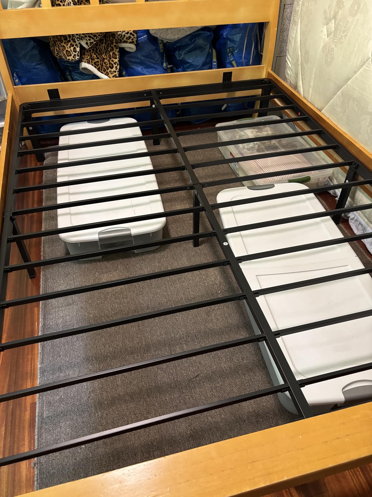 ROIL 14 inch Metal Queen Bed Frame with Rounded Corner and Headboard Hole Mattress Retainers 3500LBS Heavy Duty Steel Slats No Box Spring Needed Platform Noise-Free Easy Assembly customer photo 2