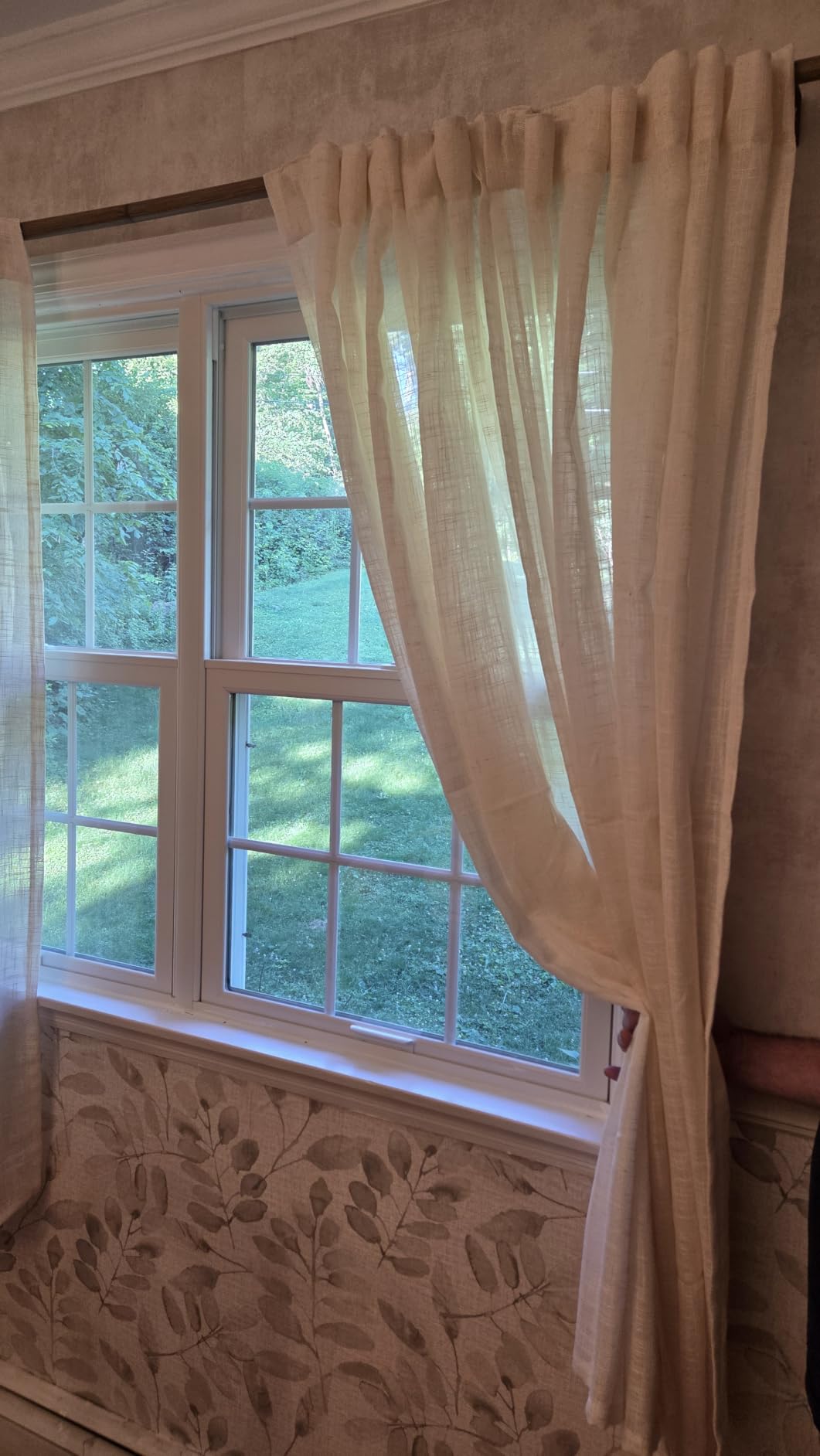 LAMIT Natural Ivory Semi Sheer Linen Curtains 84 inch Long, Cream White Light Filtering Living Room Panels Back Tab and Rod Pocket Neutral Drapes for Bedroom/Farmhouse, 2 Panels, 52 x 84 Inch customer photo 2