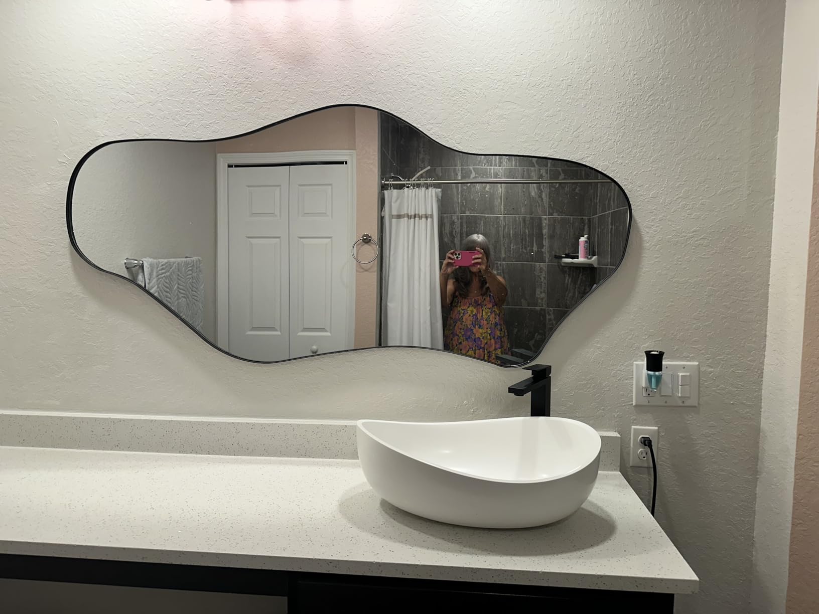 22.44'' Oval Vessel Sink, Matte White Stone Resin Bathroom Sink with Pop-Up Drain, Modern Above Counter Basin for Vanity Countertop, No Faucet Hole, No Overflow customer photo 1