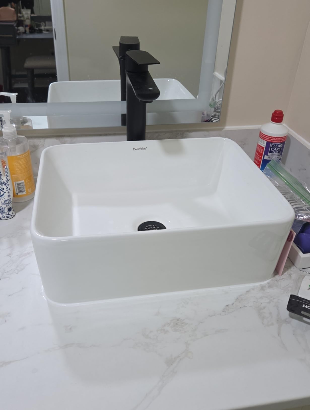 DeerValley Rectangle Vessel Sink, Liberty 16