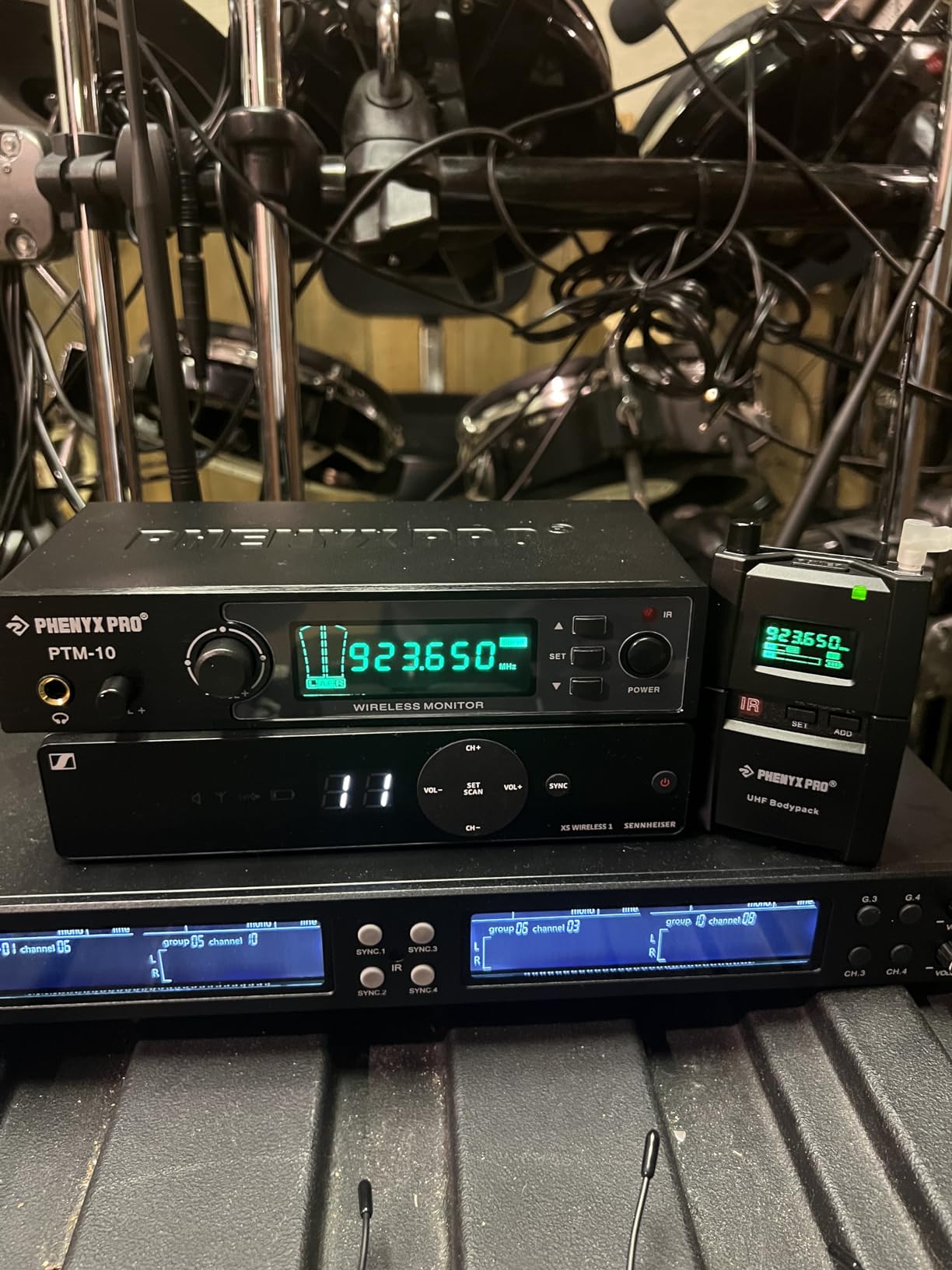 Phenyx Pro Wireless in Ear Monitor System, True Stereo UHF IEM, in Ear Monitors for Musicians, Metal Stage Monitor w/ 89 Frequencies, Rack Mount, for Studio/Band (2 Bodypacks with Transmitter) customer photo 1