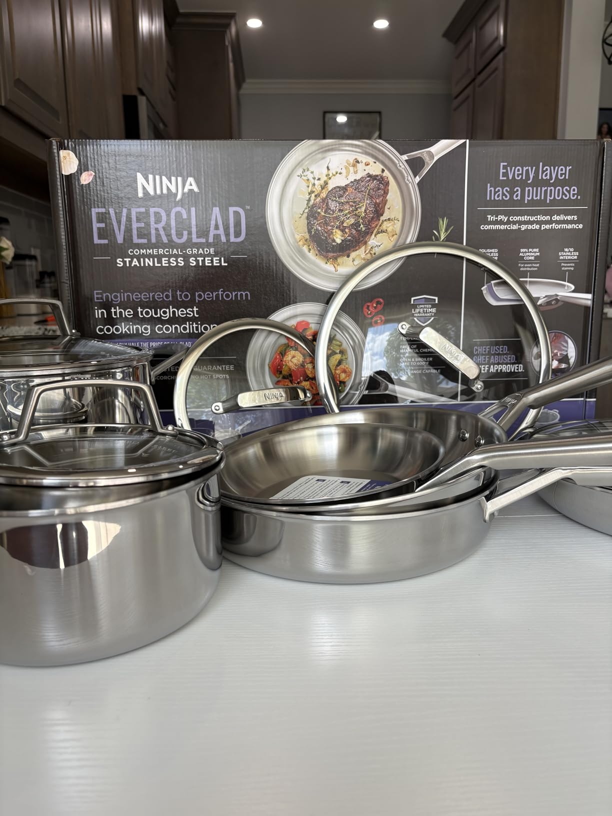 Ninja EverClad Stainless Steel Cookware 12 Piece Pots & Pans Set, All Stovetops & Induction, Oven Safe to 600 Degree F, Tri-Ply Commercial-Grade customer photo 1