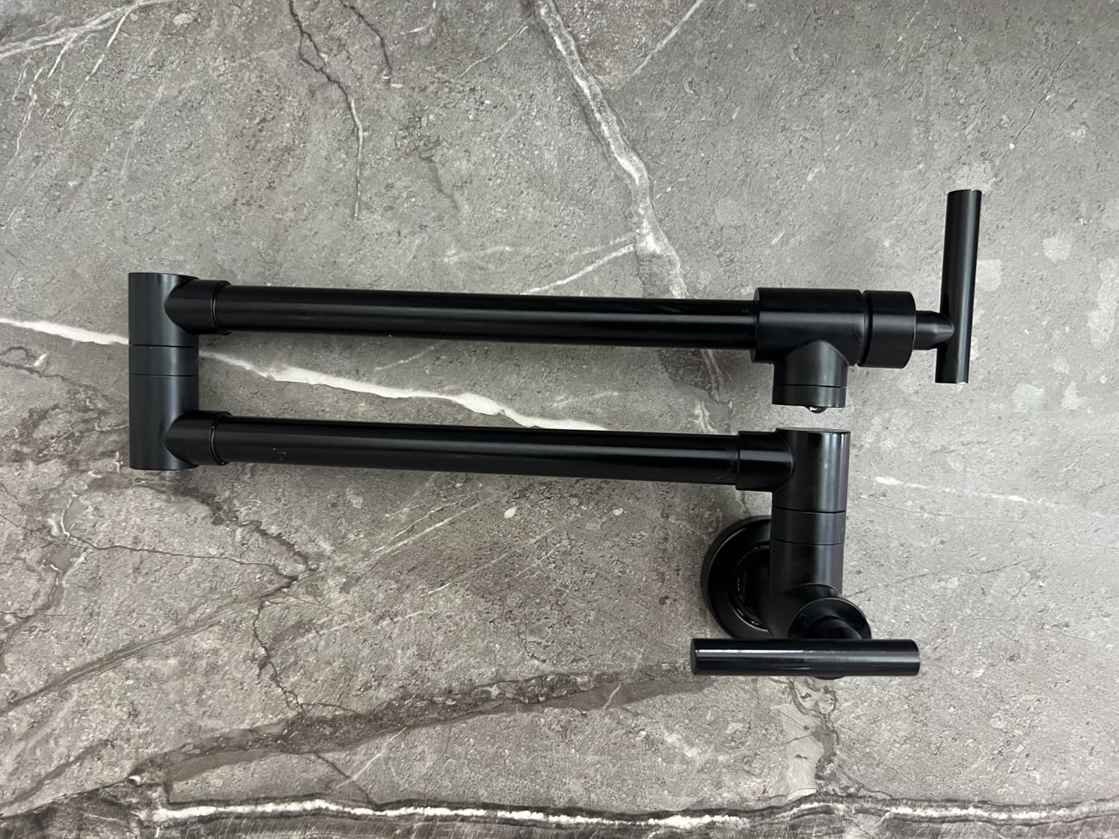 GIMILI Pot Filler Faucet Matte Black Wall Mount Folding Over Stove Double Joint Swing Arm Kitchen Faucet customer photo 1