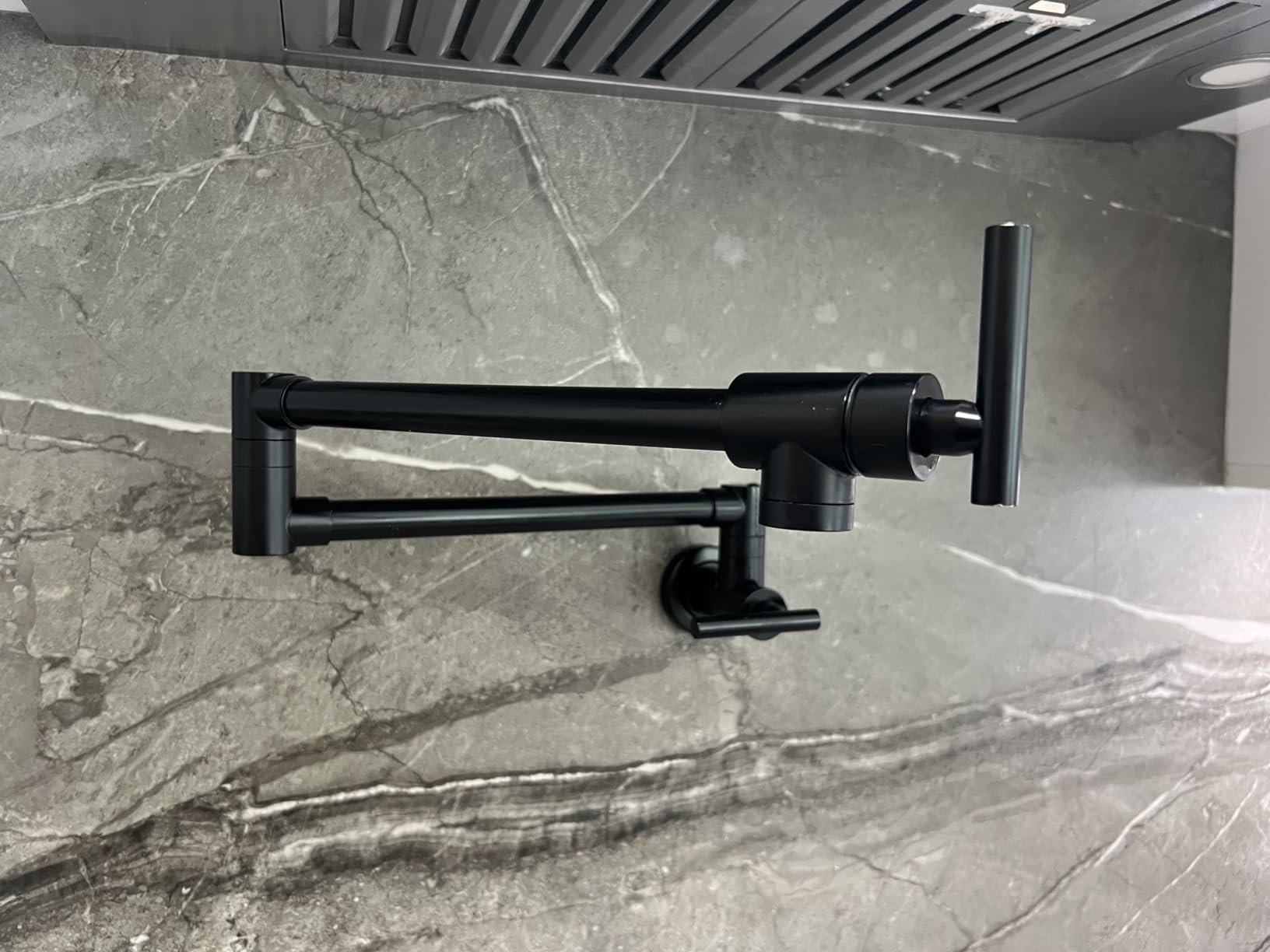 GIMILI Pot Filler Faucet Matte Black Wall Mount Folding Over Stove Double Joint Swing Arm Kitchen Faucet customer photo 2