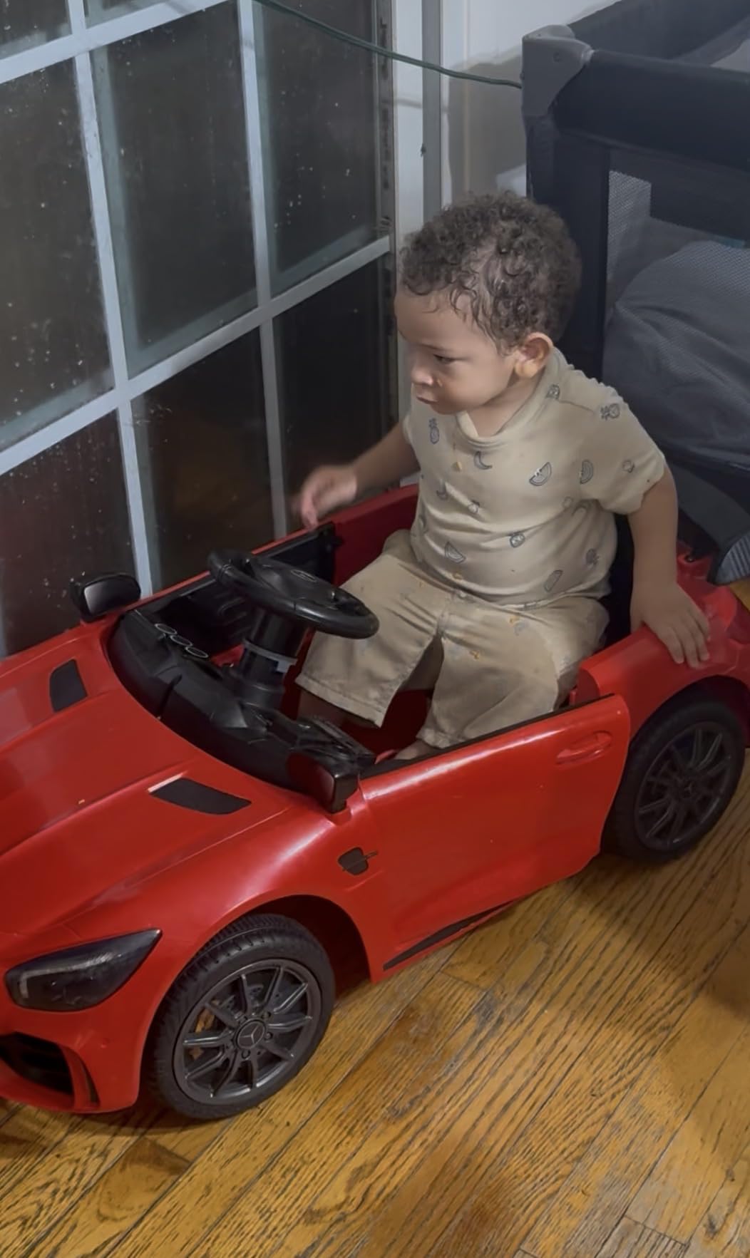 Winado 12V Ride on Car, Licensed Mercedes Benz AMG GTR Battery Powered Electric Vehicle, w/Parent Remote, Wider Seat, LED Lights, Openable Doors, MP3 Player, Smooth Start, 3 Speeds - Black customer photo 2
