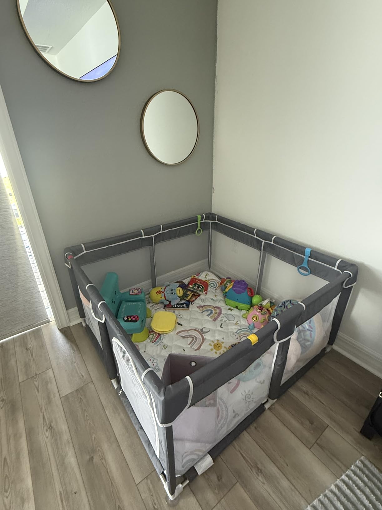 Orian Baby Playpen 50x50 Large Play Yard for Babies and Toddlers, Indoor Outdoor Playpen, Sturdy Baby Play Pen with Mesh Sides, Safe Baby Fence Play Area, Assembly Required/Not Portable, w Storage Bag customer photo 2