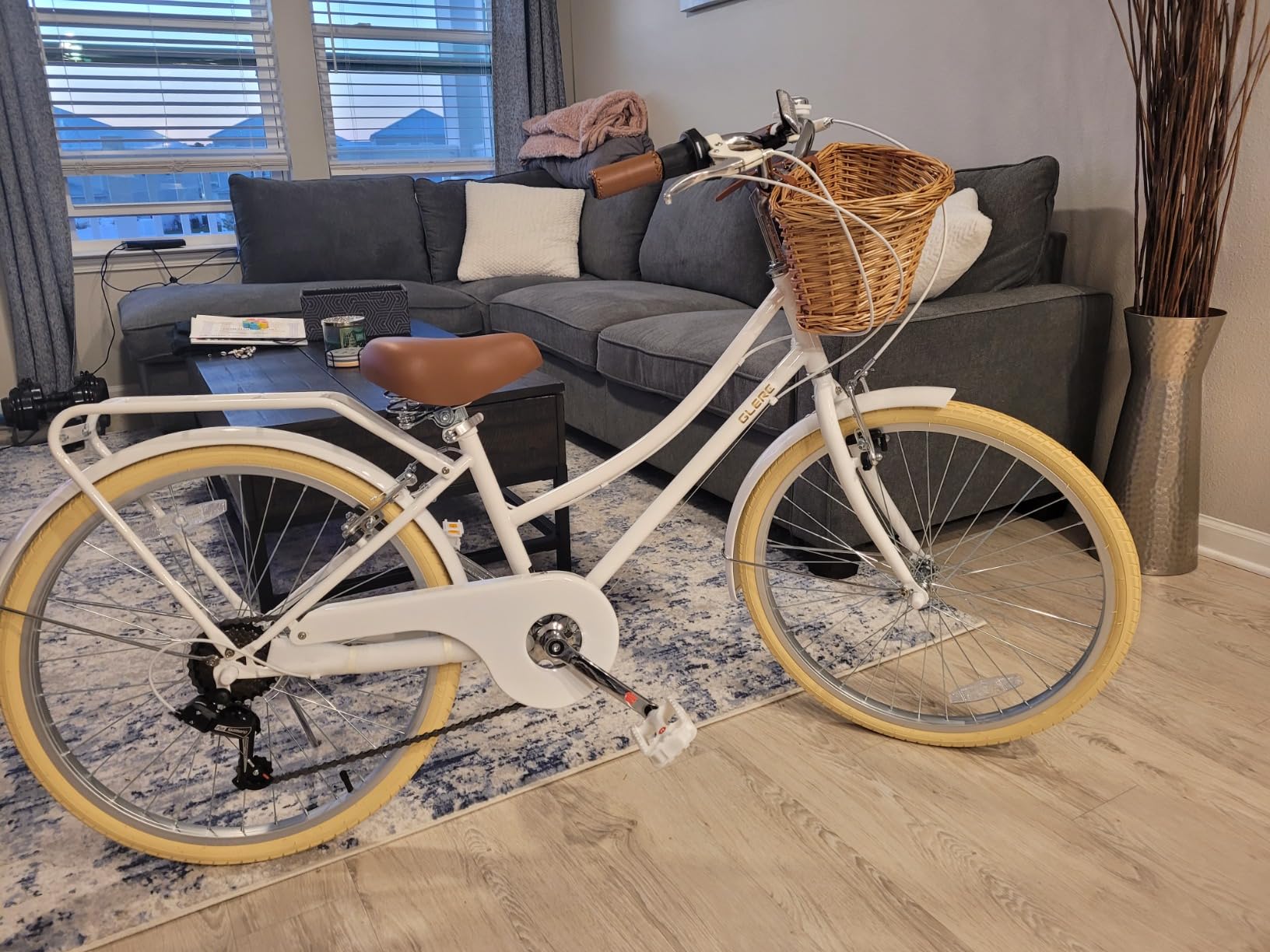 Glerc 20/24/26 Inch Beach Cruiser Bike, 6-Speed Hybrid City Bicycle for Girls Youth and Over 6 Years Old, Missy Bike with Wicker Basket & Lightweight, Multiple Colors customer photo 2