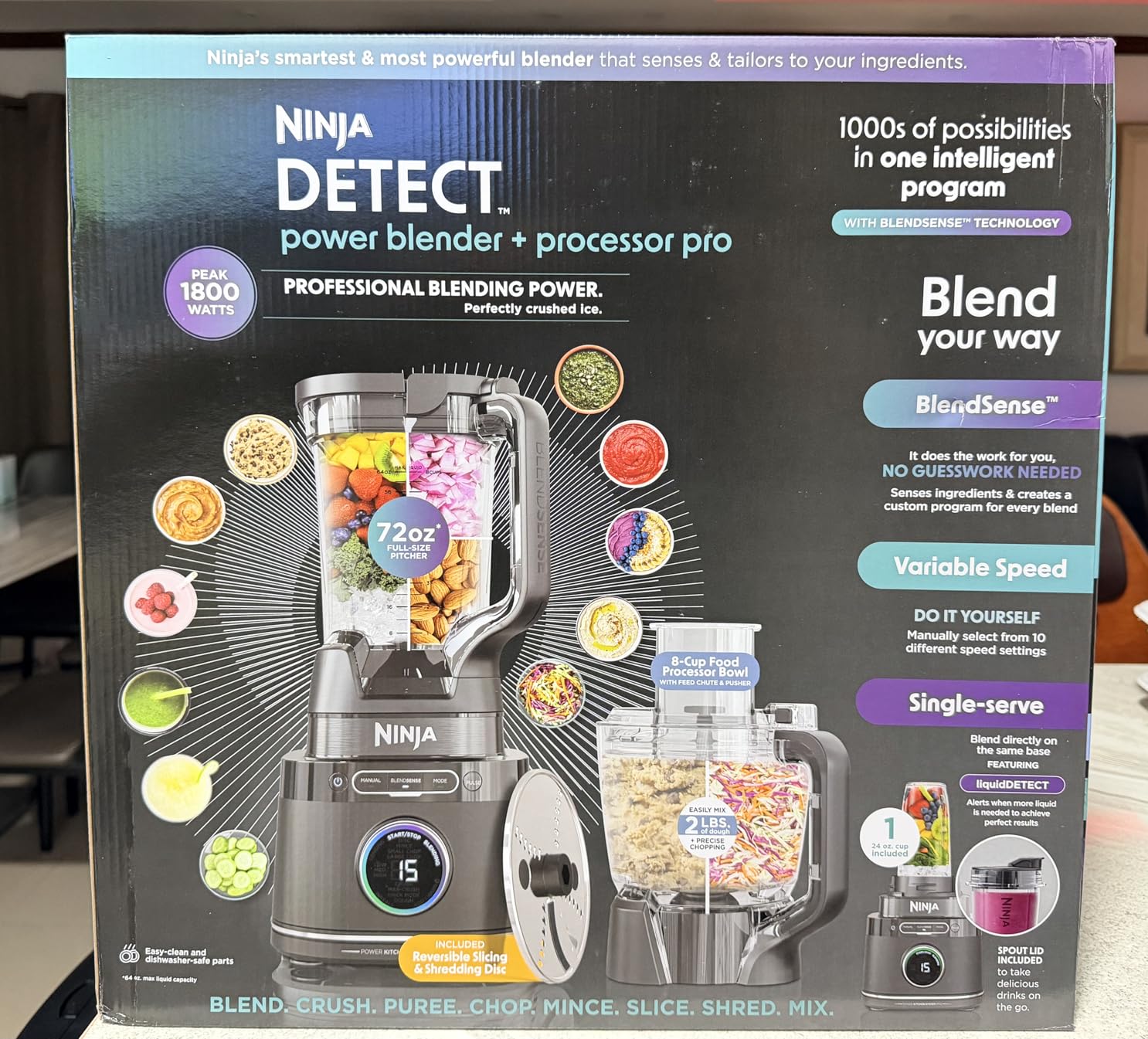 Ninja Kitchen System | Food Processor & Blender with BlendSense Technology | 8-Cup Bowl & 24-oz. To-Go Cup | For Smoothies, Cookie Dough, Salsa & More | 1800-Peak-Watt | Black | TB401 customer photo 2