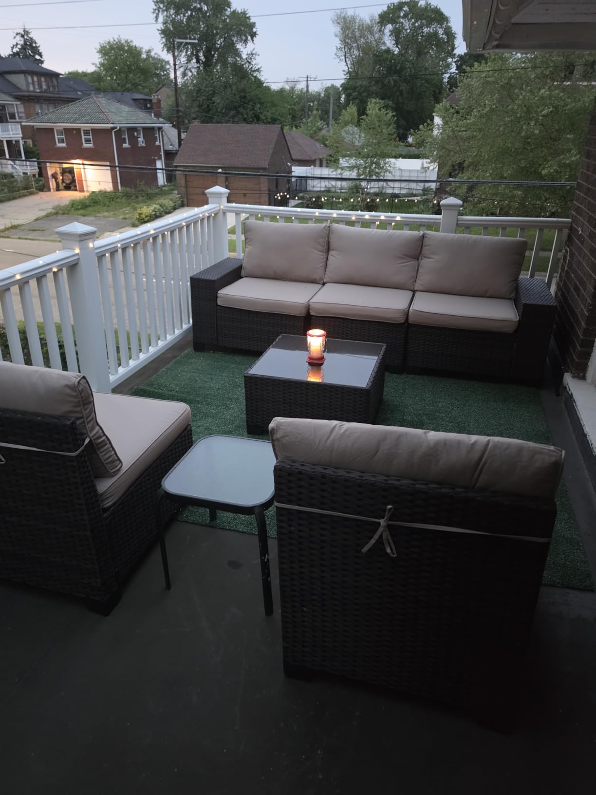 Outdoor Patio Furniture Set, 6 Pieces Outdoor Sectional Furniture High Backrest Patio Sofa, All-Weather PE Rattan Patio Conversation Set with Coffee Table & Cushions(Dark Blue) customer photo 2