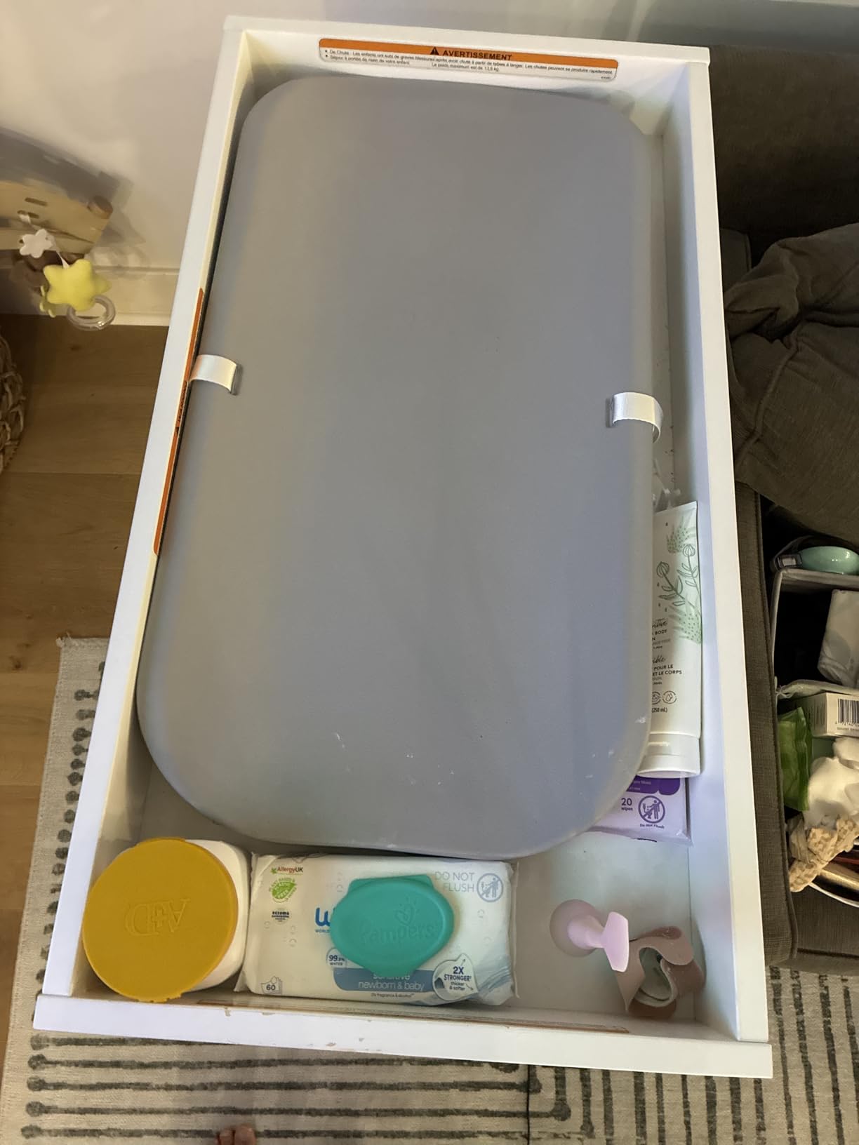 Graco Teddi Changing Table with Water-Resistant Changing Pad (White with Driftwood) - GREENGUARD Gold Certified, Includes Safety Strap customer photo 2