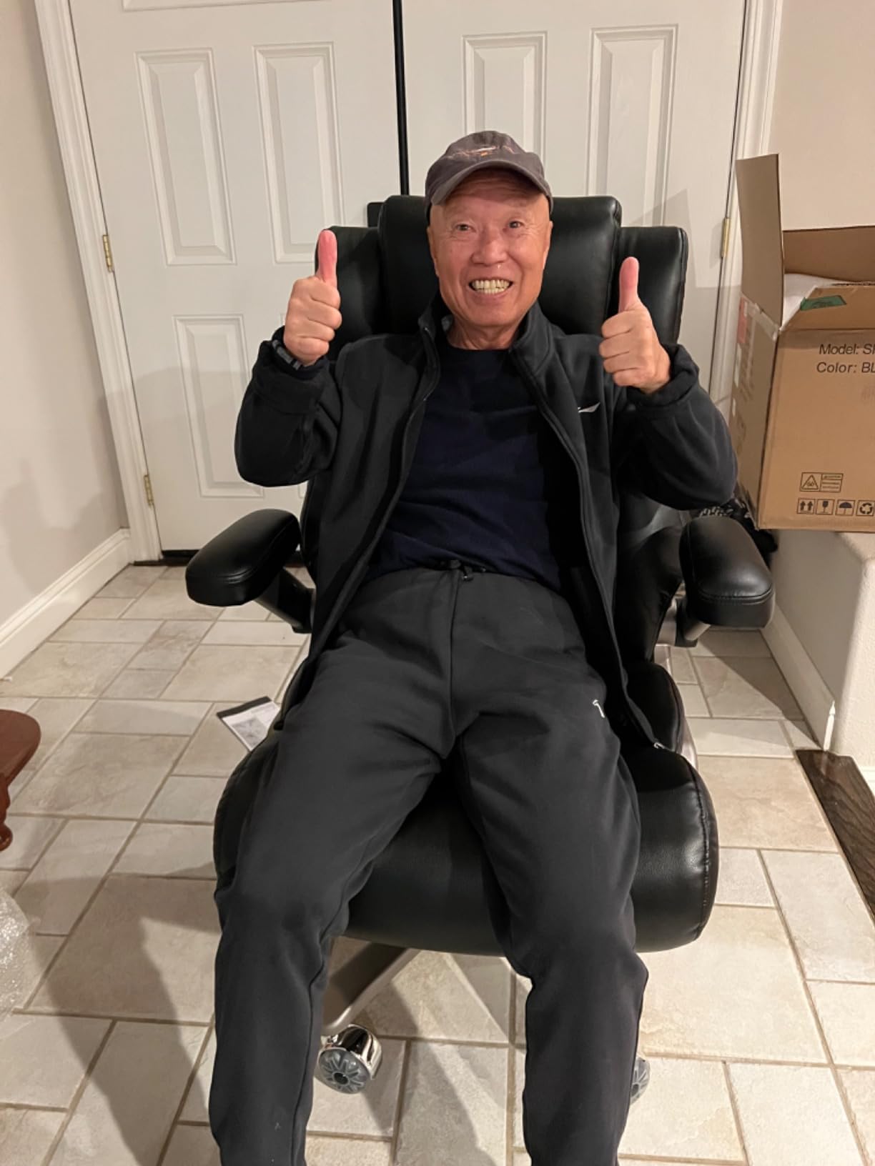 Big and Tall 700lbs Office Chair - Adjustable Lumbar Support 3D Flip Arms Heavy Duty Metal Base & Wheels, High Back Large Executive Computer Desk Chair, Thick Padded Ergonomic Design for Back Pain customer photo 1