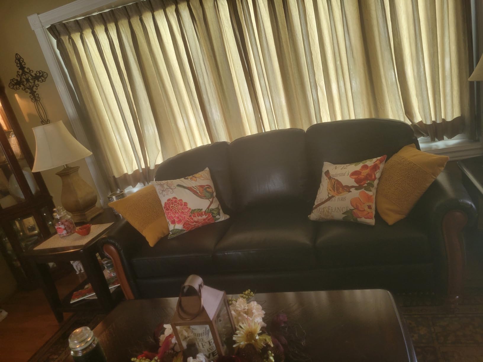 HULALA HOME Genuine Leather Sofa 3-Seater Couch Traditional Living Room Sofa with Carved Solid Wood Legs, Camel customer photo 1