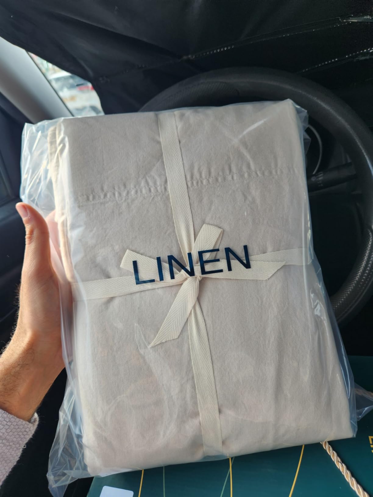 SONORO KATE 100% French Pure Linen Queen Size Sheets, Breathable and Durable Linen Bed Sheets, Anti-Tear, Machine Washable, 16 Inch Deep Pocket - 4 Piece (Natural Linen) customer photo 2