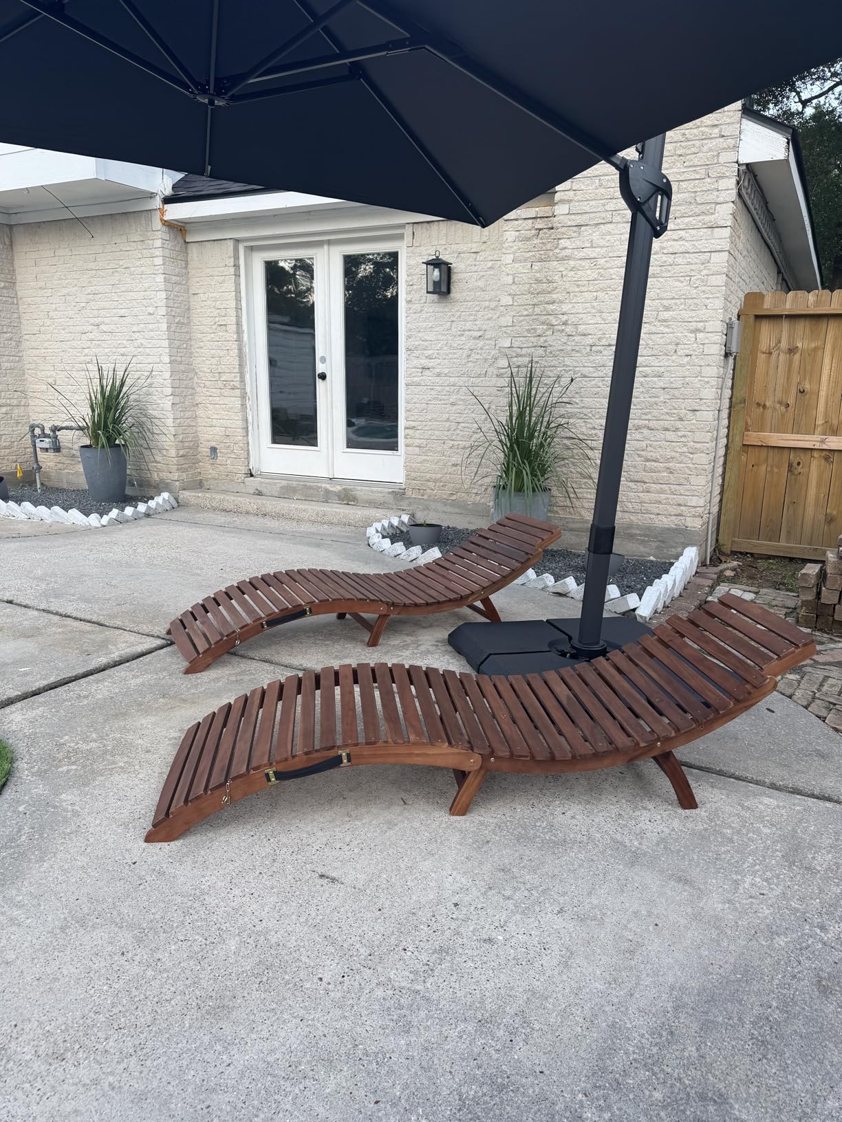 JUMMICO Patio Chaise Lounge Chair Set of 2 Outdoor PE Waterproof Adjustable Easy Assembly Lounge Chairs for Outside Pool Garden Deck Beach (Black, Set of 2) customer photo 1
